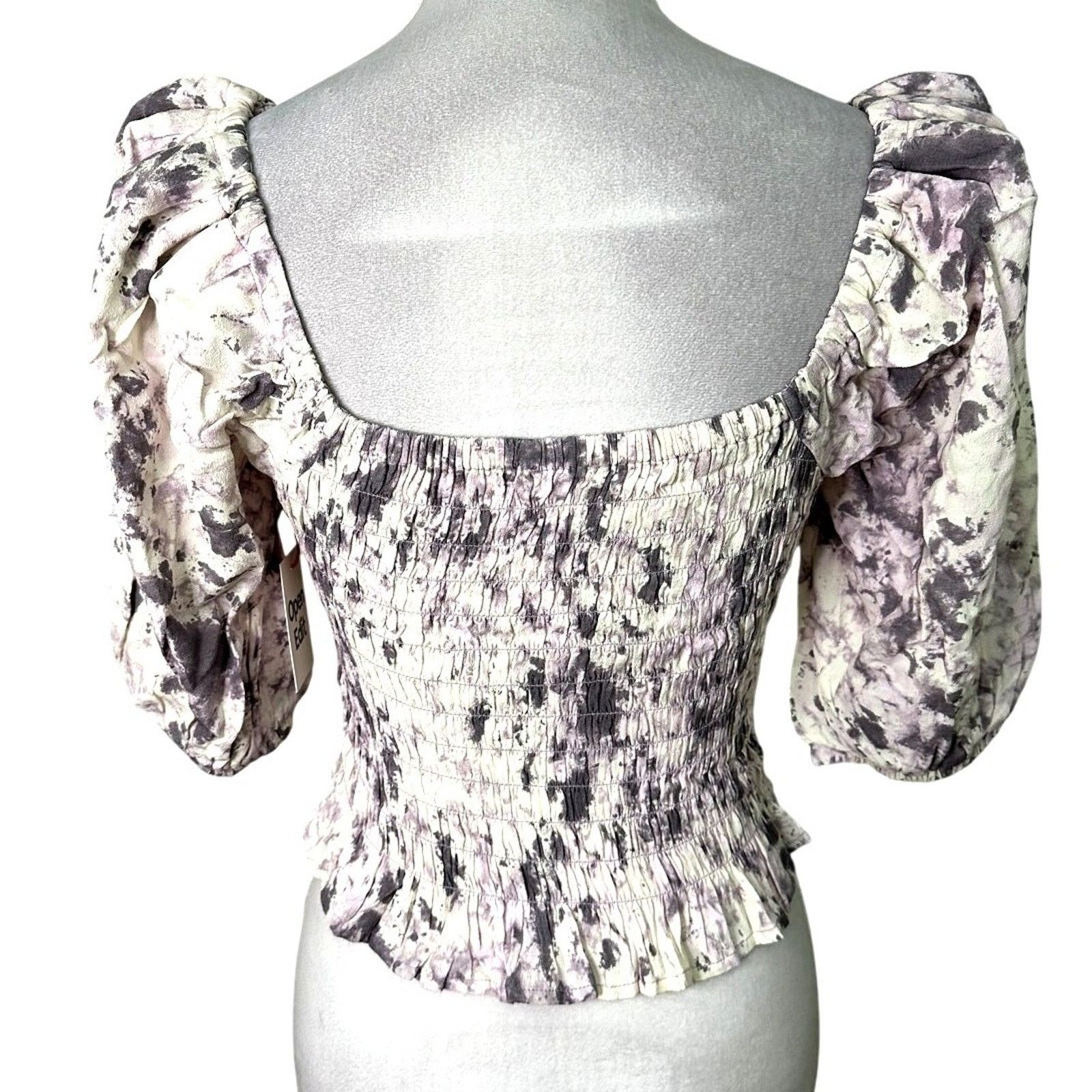 Other Open Edit Puff Sleeve Tie Front Smocked Blouse Floral S NWT Size S / US 4 / IT 40 - 5 Thumbnail