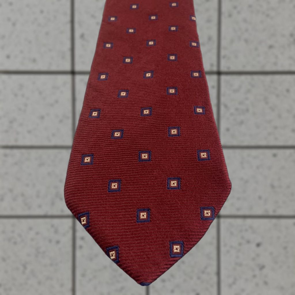 Vintage VINTAGE Don Loper Beverly Hills Neck Tie 60s 70s Red Western Minimal Mob USA Navy Golden Tan Silk Polyester Unisex Adult Size ONE SIZE - 1 Thumbnail