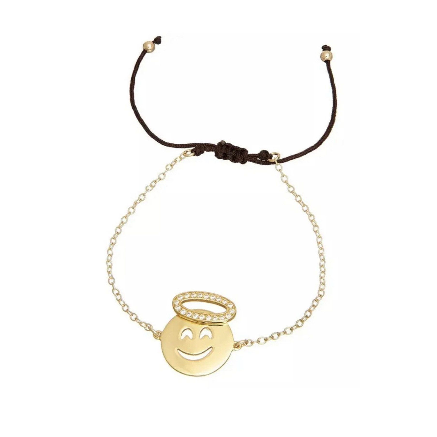 Other New Emoji Angel Halo Sterling Silver 14K Gold Pave Bracelet Size ONE SIZE - 1 Thumbnail