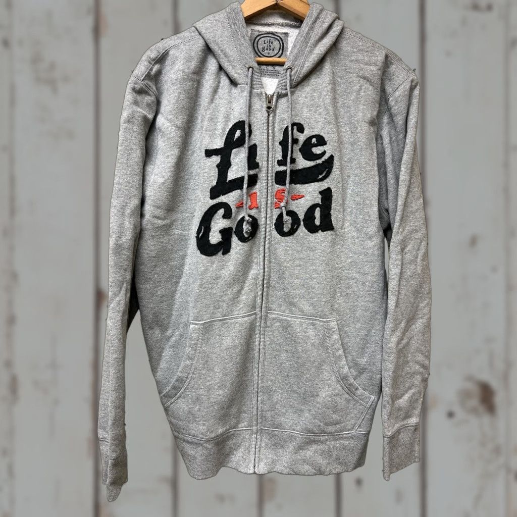 Life is Good Life is Good Hoodie Gray M Full Zip Cotton Blend Mens NWT Spell Out L Patch Size US M / EU 48-50 / 2 - 1 Thumbnail