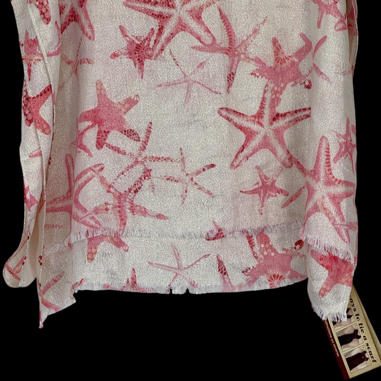 Other Indigo Soul Starfish Scarf Wrap Pink Beige Metallic Size ONE SIZE - 2 Thumbnail