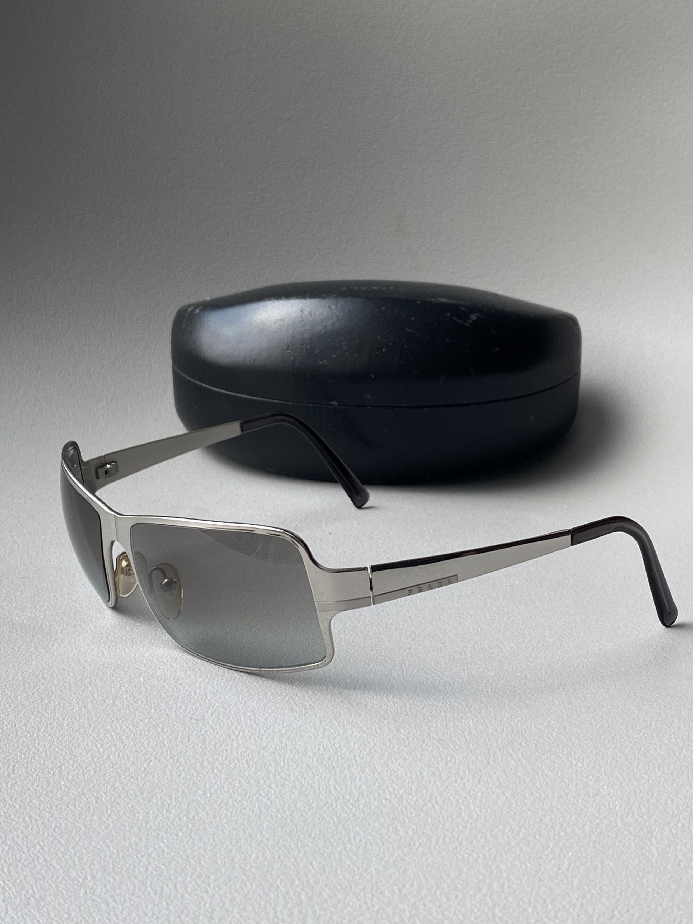 Pre-owned Prada X Vintage Prada Metal Tab Sunglasses Spr60f In Silver