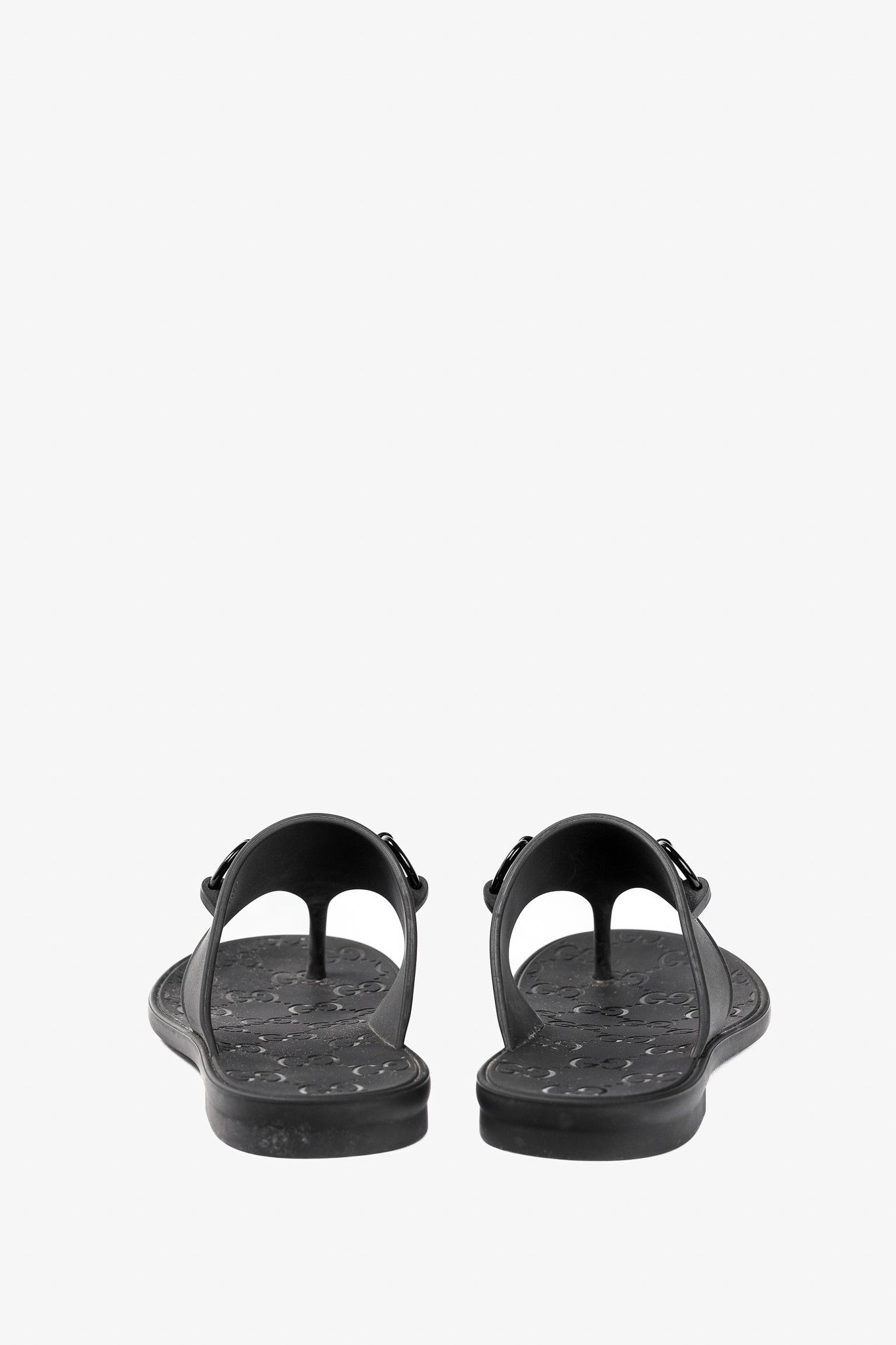 Gucci Gucci Black Rubber Horsebit Thong Sandals Size US 4 / IT 34 - 4 Thumbnail