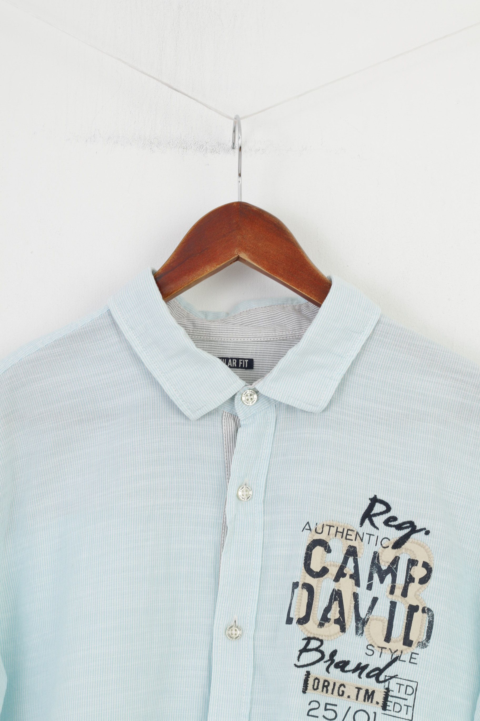 Camp David Camp David Men L Casual Shirt Regular Fit Blue 10290 Size US L / EU 52-54 / 3 - 6 Thumbnail
