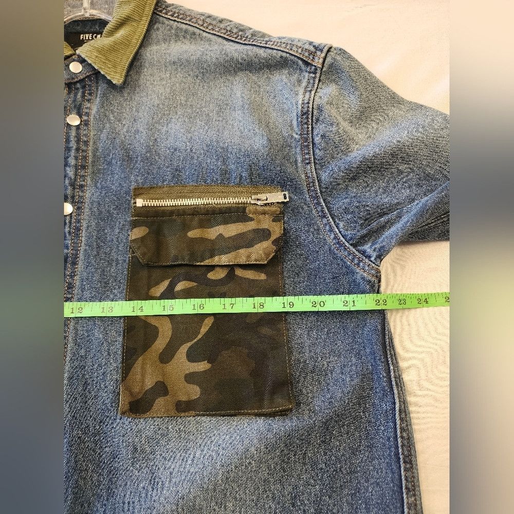 Other Five CM Blue Denim Jean Button Front Shacket Camo Shirt Size US S / EU 44-46 / 1 - 5 Thumbnail