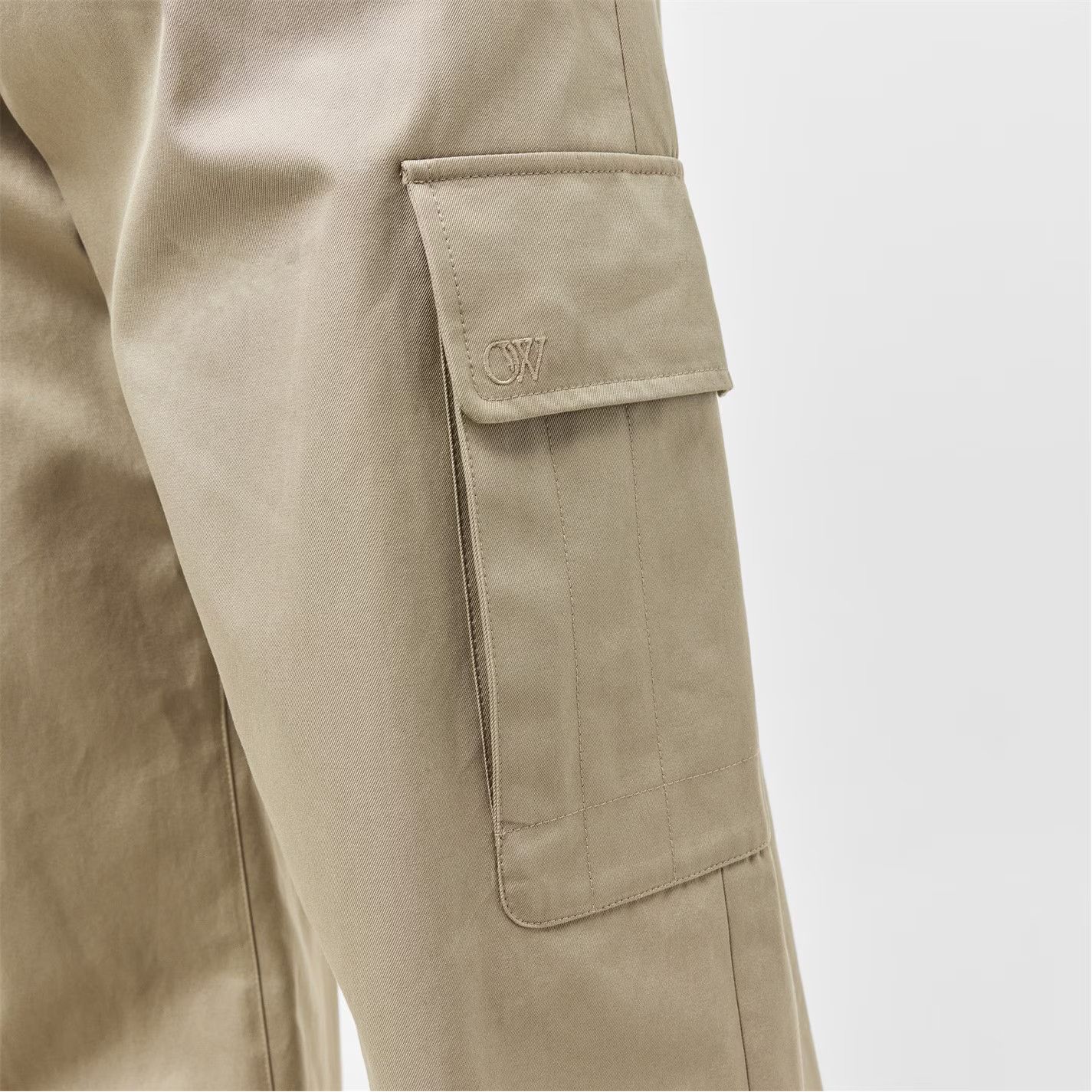 Off-White o1g2r1mq0226 Relaxed Fit Cargo Trousers In Beige Size US 30 / EU 46 - 5 Thumbnail