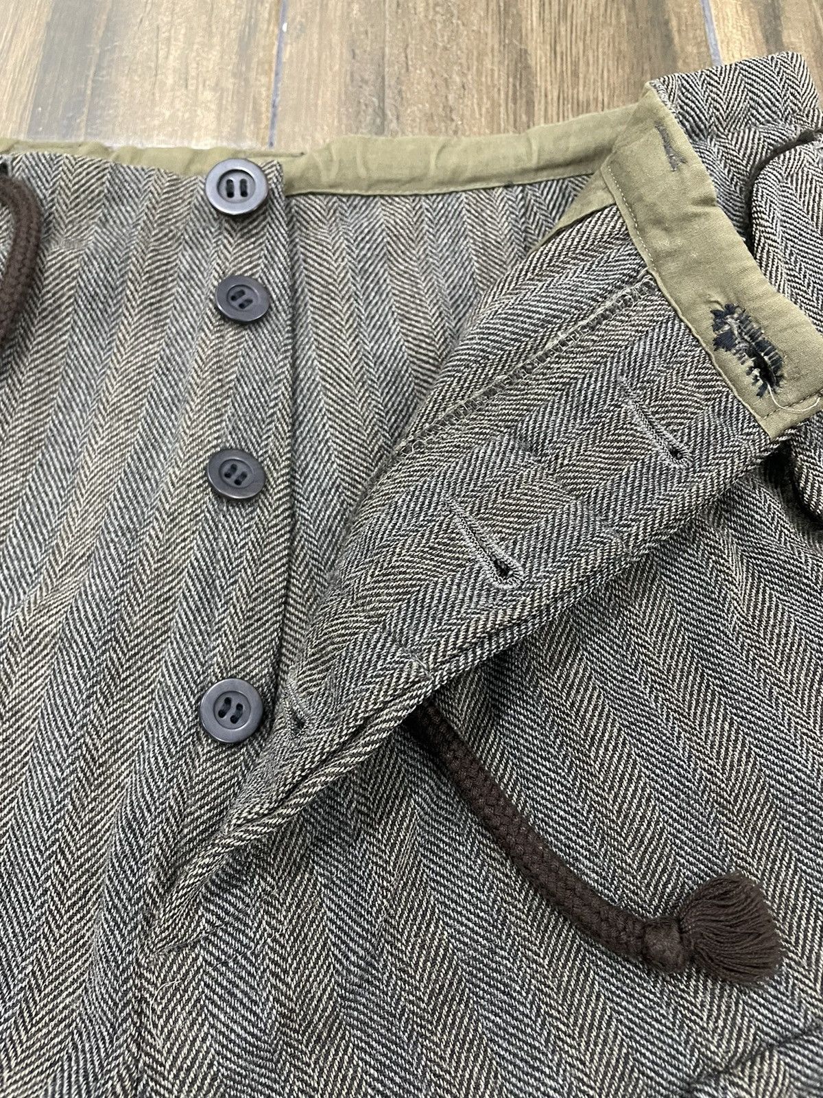Dries Van Noten High Waist Grey Wool Herringbone Wide Cargo Pants Trousers Size US 31 - 5 Thumbnail