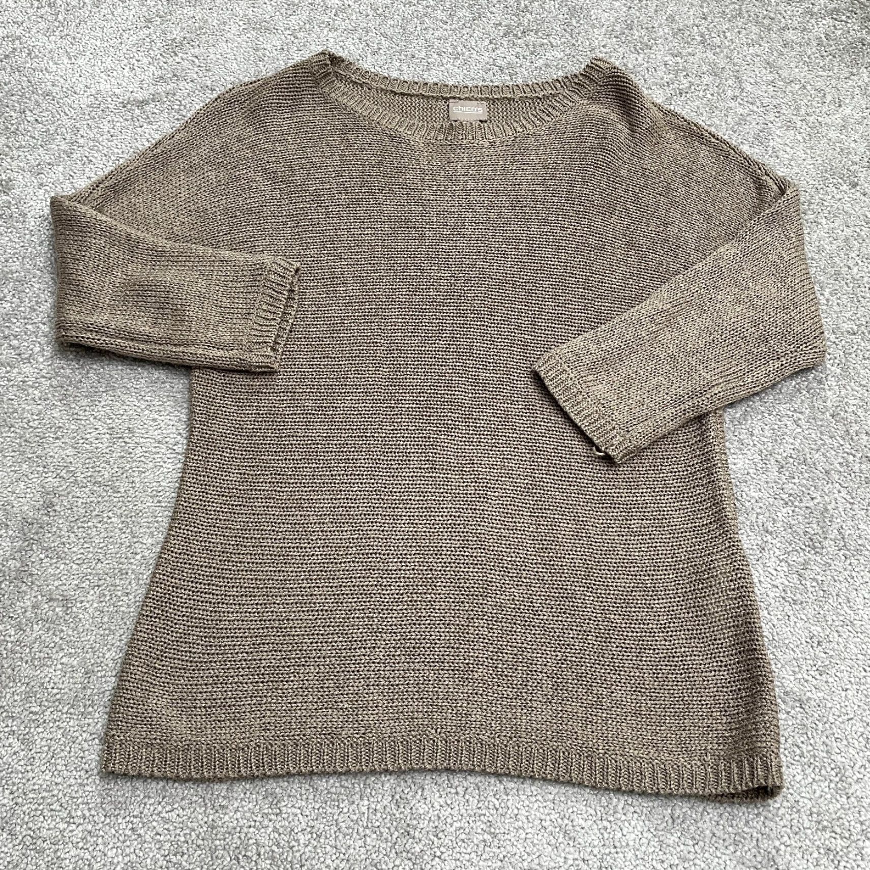 Vintage Chico's Pullover Sweater Womens S Brown Acrylic Knit Dolman Round Neck 3/4 Sleeve All Seasons Casual Classic Size S / US 4 / IT 40 - 2 Thumbnail