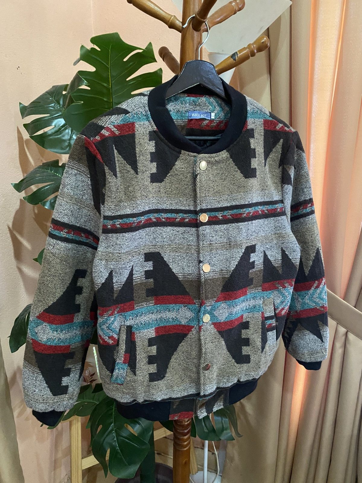 Black Boy Place VINTAGE BLACK BOY NAVAJO BOMBER JACKET Size L / US 10 / IT 46 - 3 Thumbnail
