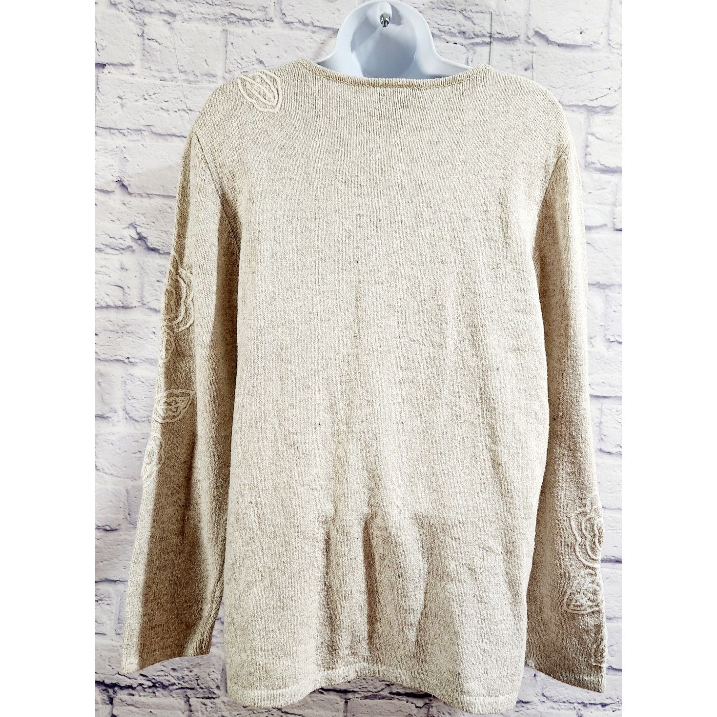 Other Allison Daley Beige Color Block Embroidered Sweater Top PM Size M / US 6-8 / IT 42-44 - 3 Thumbnail