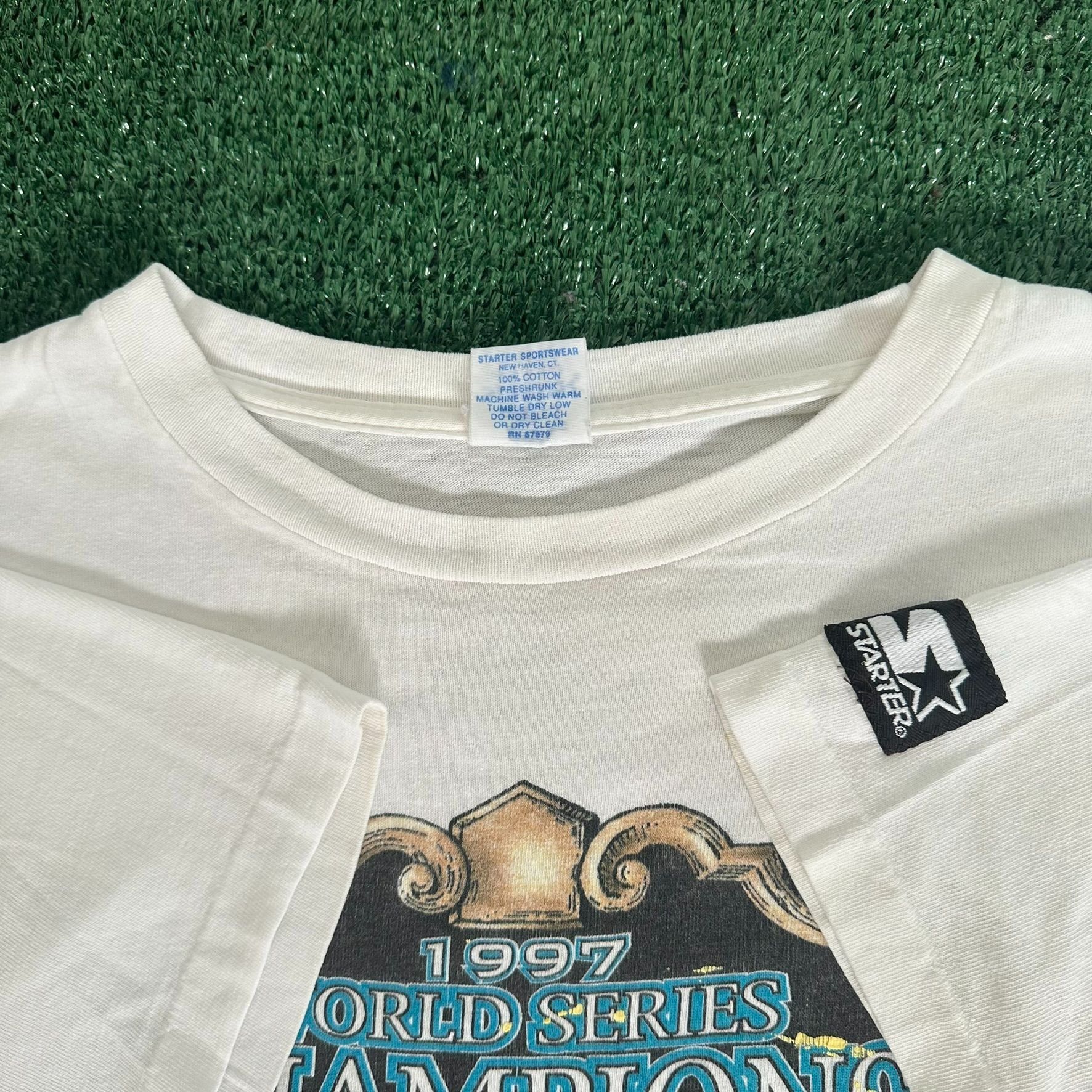 Starter Vintage 90s Florida Miami Marlins T-Shirt 1997 World Series Size US XXL / EU 58 / 5 - 5 Thumbnail
