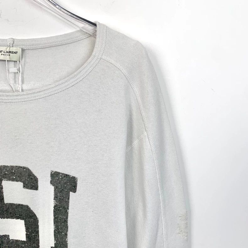 Saint Laurent Paris Saint Laurent White monogrammed cotton crewneck short sleev Size US XS / EU 42 / 0 - 3 Thumbnail