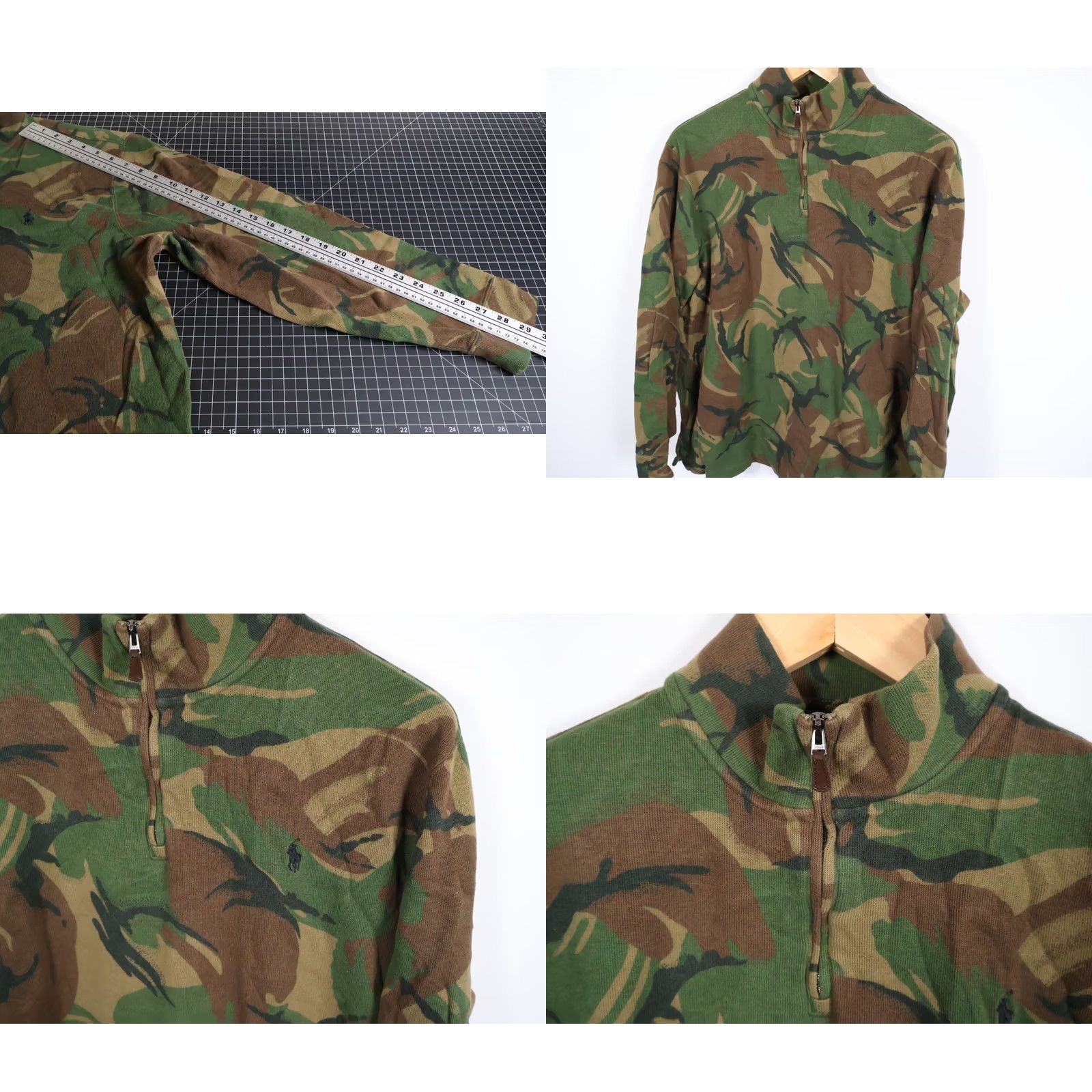 Polo Ralph Lauren VINTAGE Polo Ralph Lauren Sweater Men XL Camouflage 1/4 Zip Mock Neck Camo Size US XL / EU 56 / 4 - 8 Thumbnail