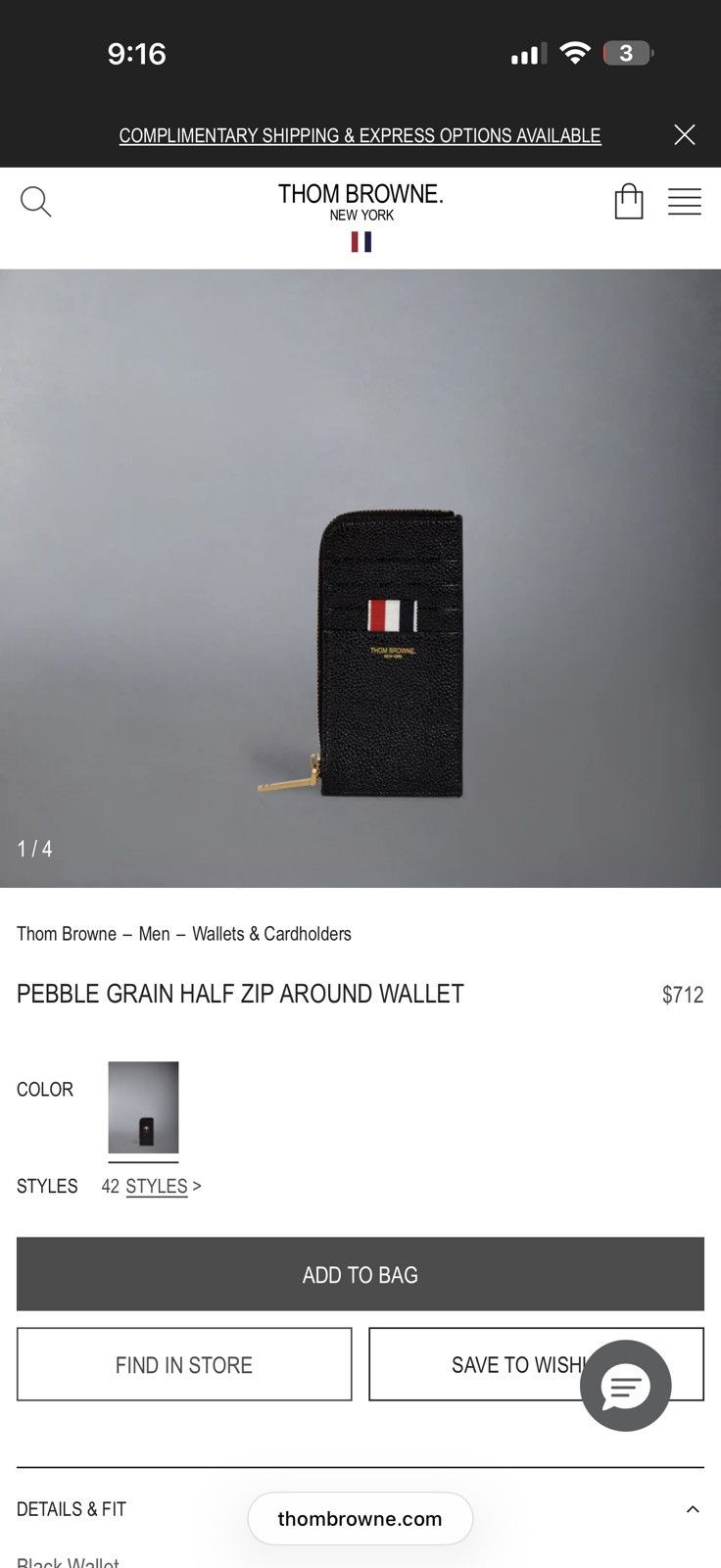 Thom Browne Thom Browne Black Half Zip Around Wallet Size ONE SIZE - 4 Thumbnail