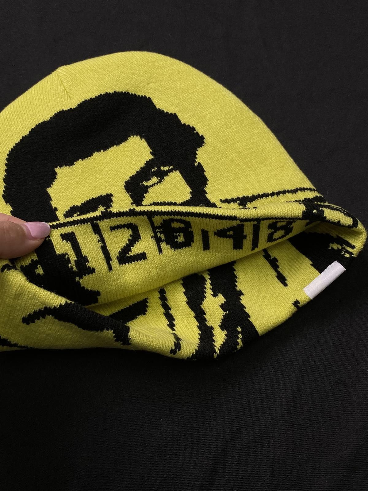 Asaali Rare Asaali Cartel Skully No Cuff Knit Yellow Beanie Hats OS Size ONE SIZE - 3 Thumbnail