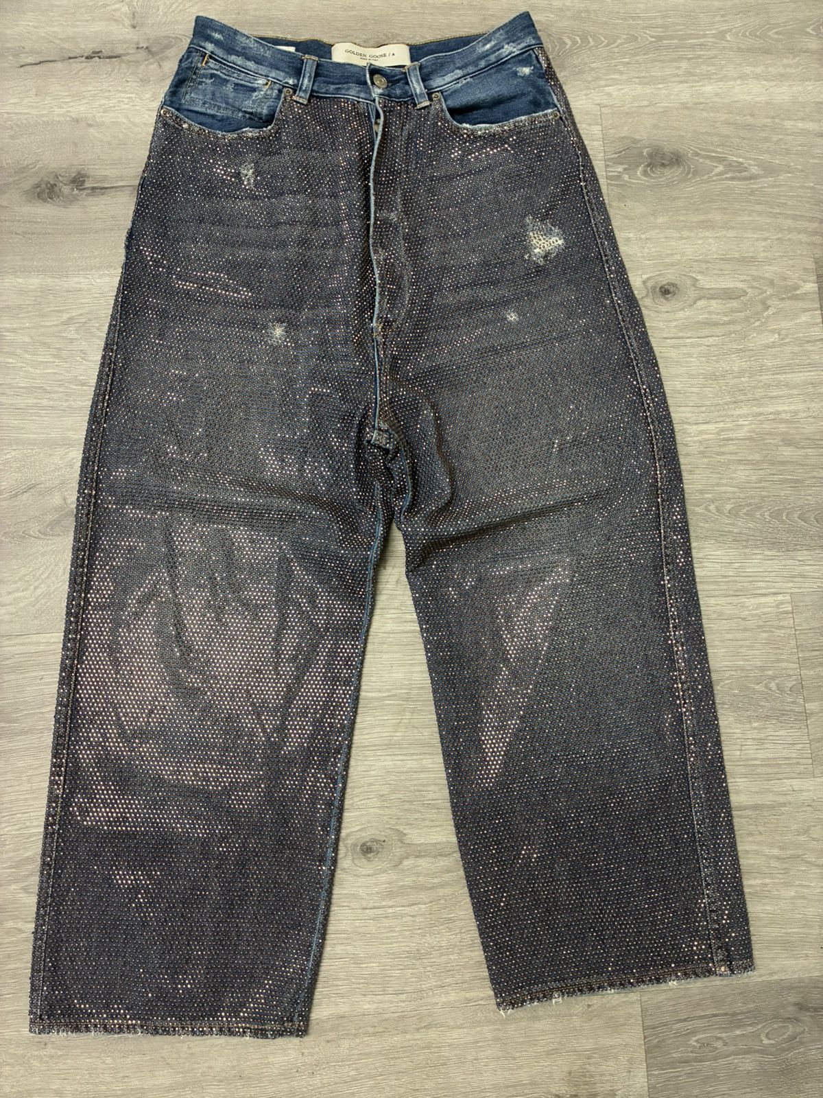 Golden Goose Breezy Rhinestone Embellished Jeans In Blue size 28 Size 28" / US 6 / IT 42 - 8 Thumbnail