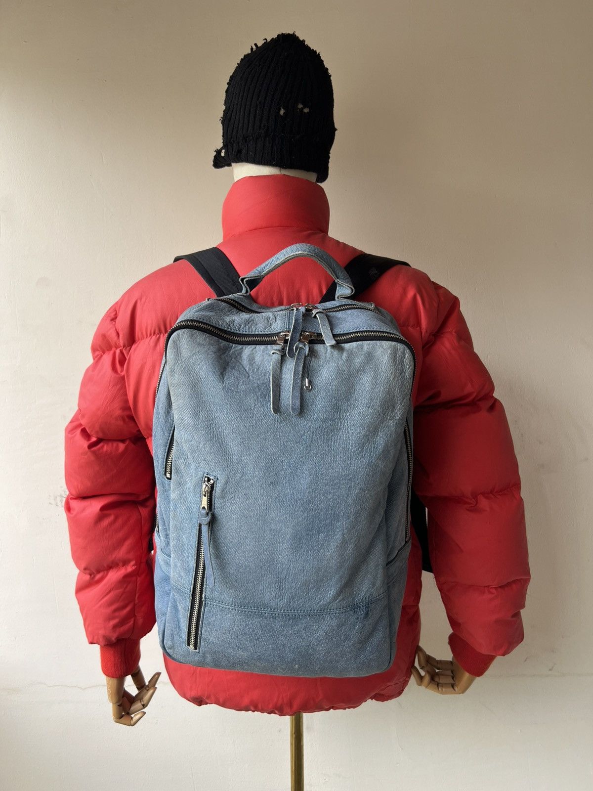 Leather DECADE Japan Patina Leather Backpack Bag Denim Design Size ONE SIZE - 3 Thumbnail