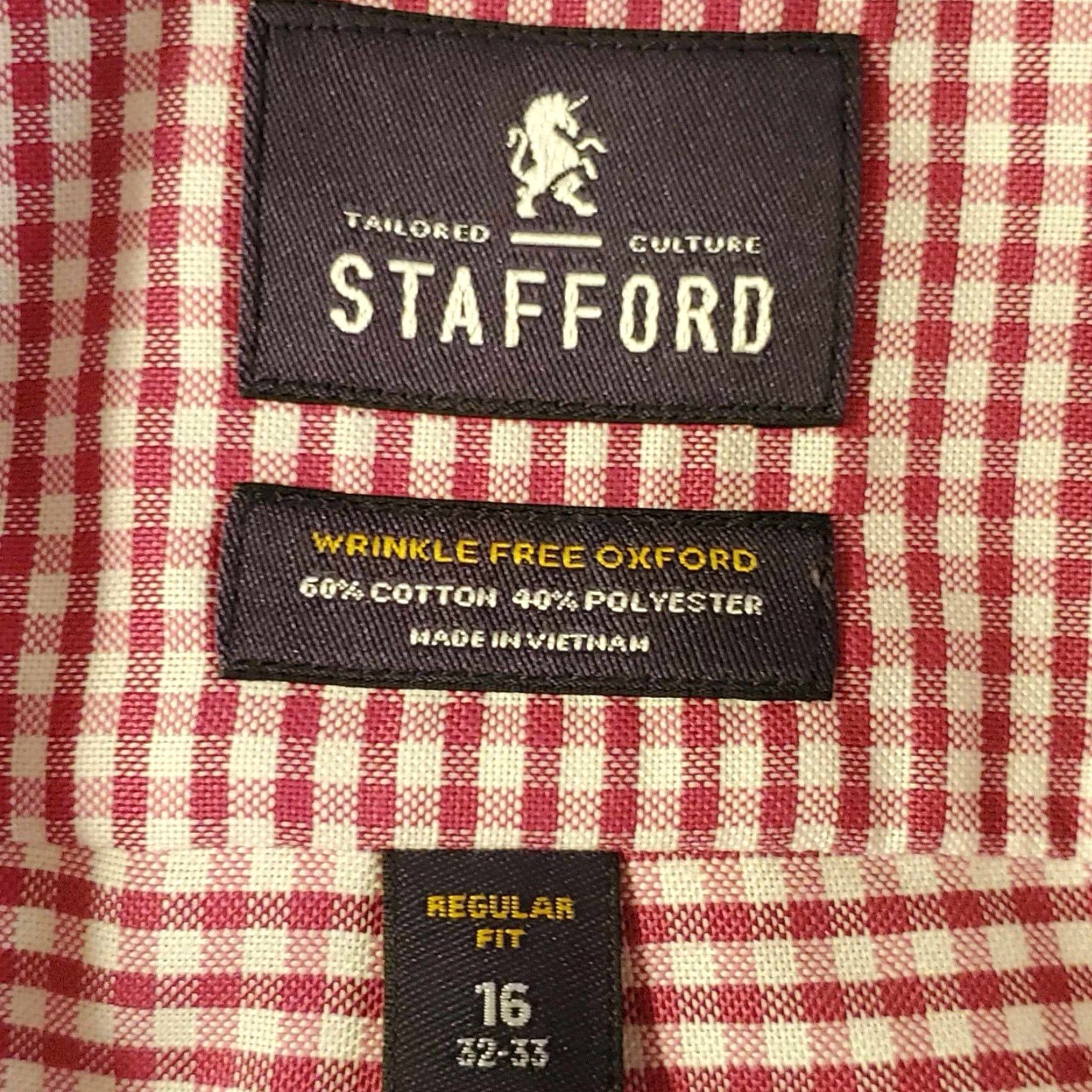Stafford Stafford Mens Long Sleeve Button Up Oxford 16 Dress Shirt Plaid Non-Iron Multicolor Regular Mens Size US L / EU 52-54 / 3 - 2 Thumbnail