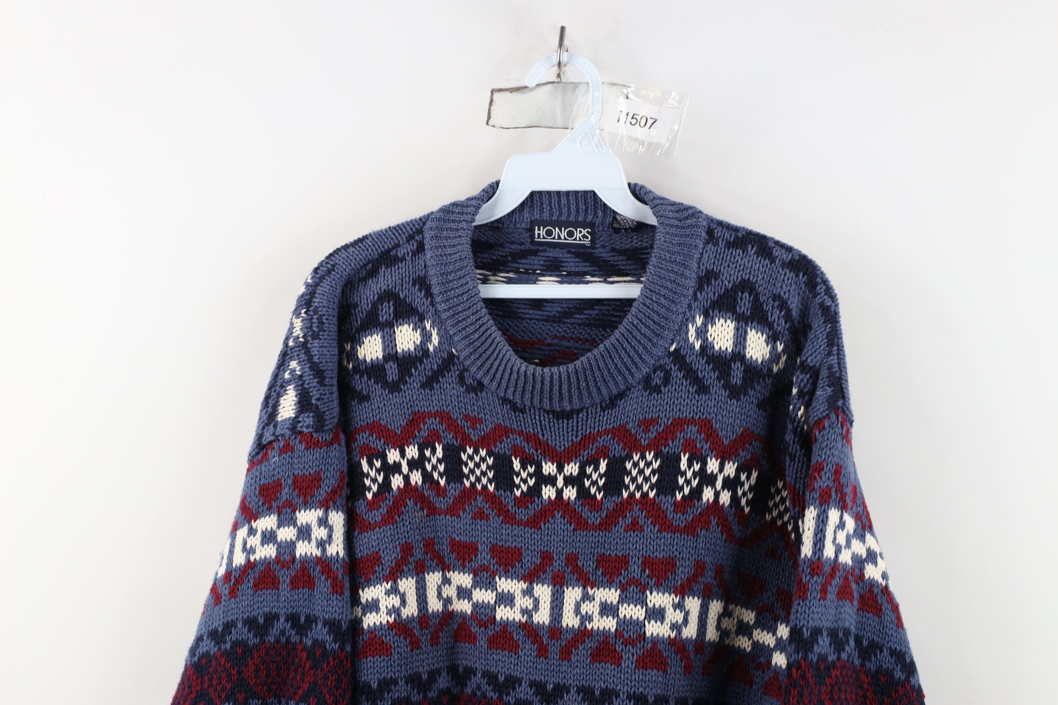 Vintage Vintage 90s Streetwear Fair Isle Cotton Knit Sweater Size US M / EU 48-50 / 2 - 2 Thumbnail