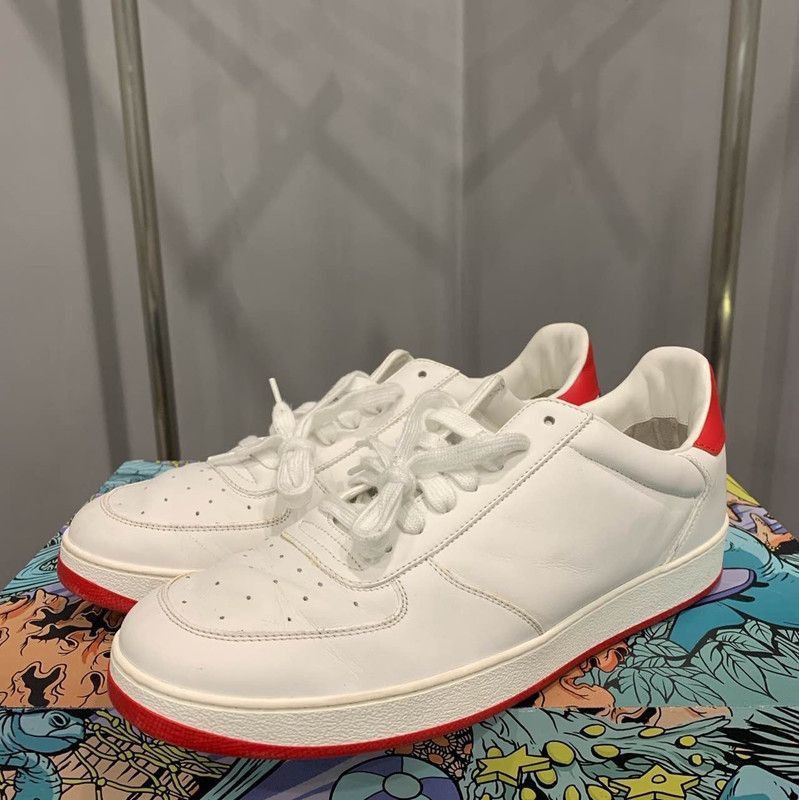 Louis Vuitton Louis Vuitton White and Red Leather Sneakers - Size US 8 / EU 41 - 1 Thumbnail
