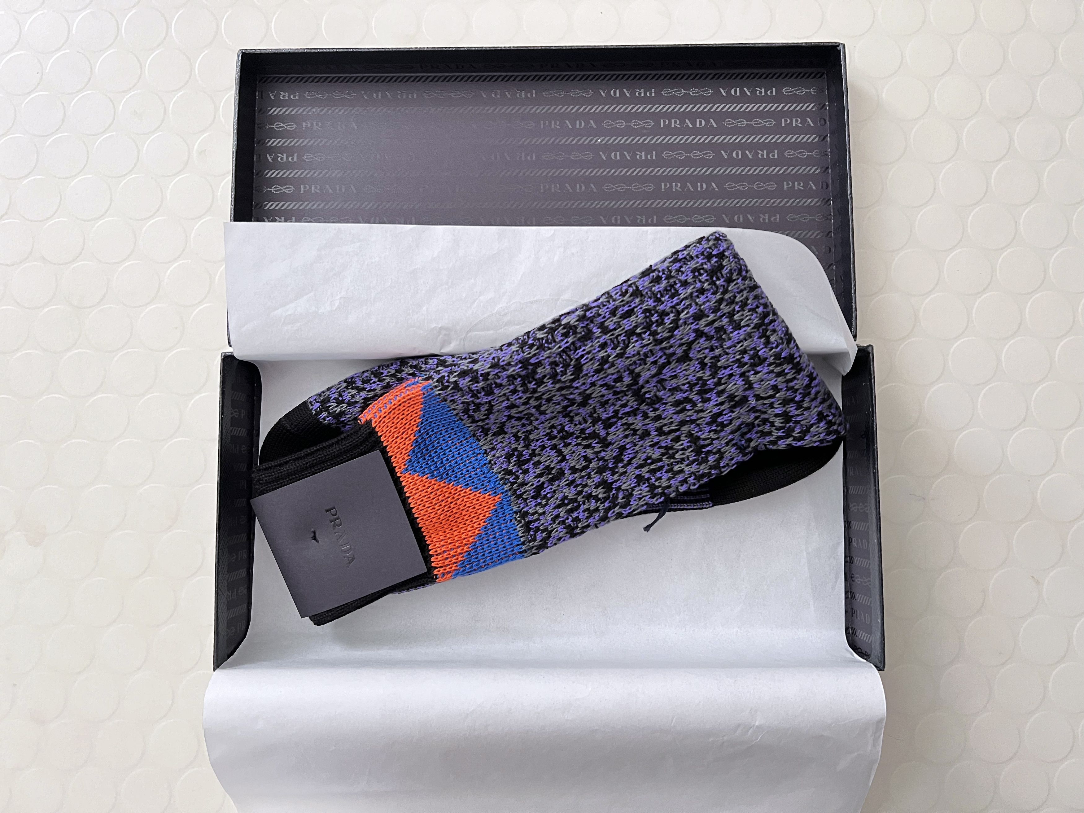 image of Ss17 Prada Mens Colour Block Knitted Socks (Size 46)