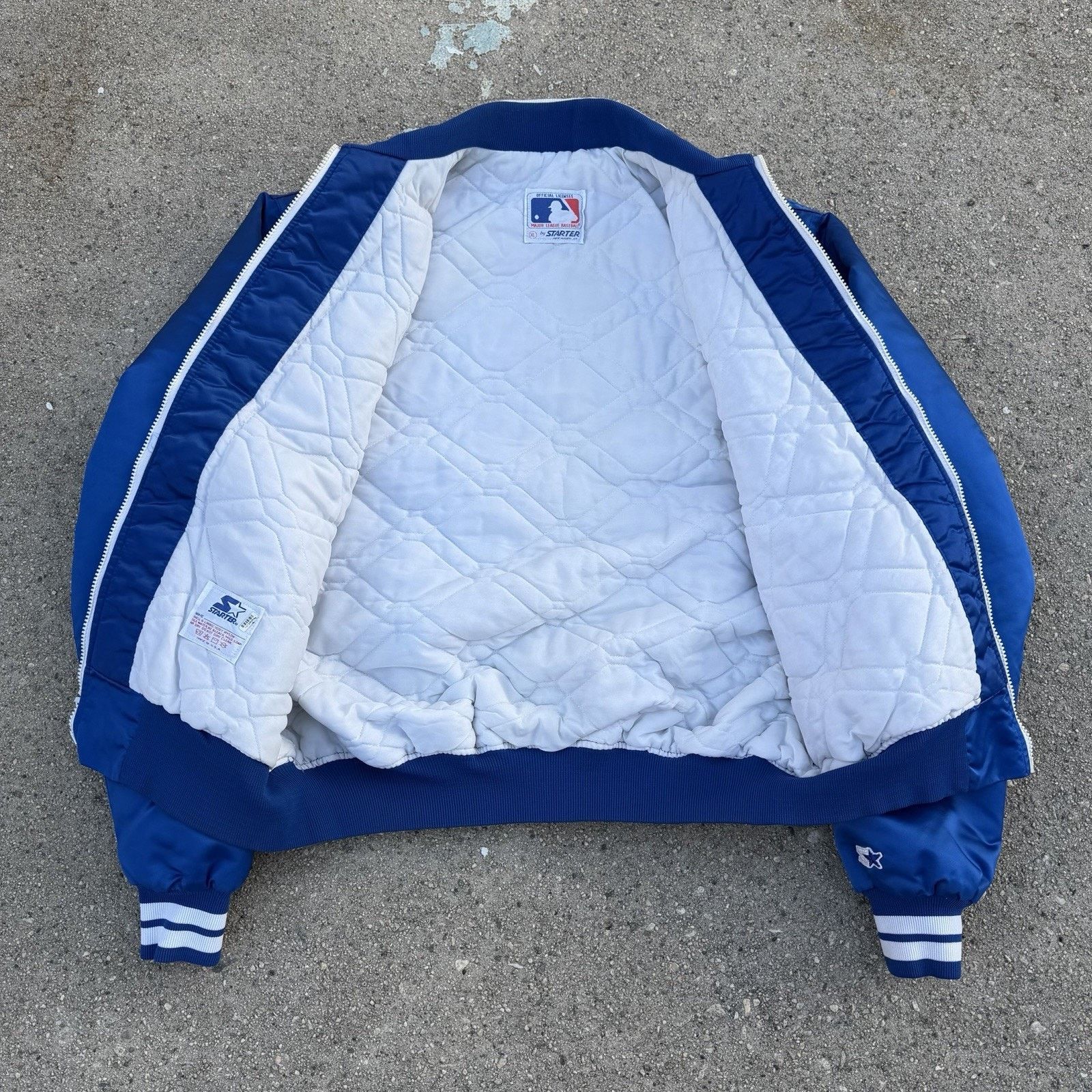 MLB × Starter × Vintage Vintage 80s Starter Los Angeles Dodgers Blue Satin Jacket XL Size US XL / EU 56 / 4 - 3 Thumbnail