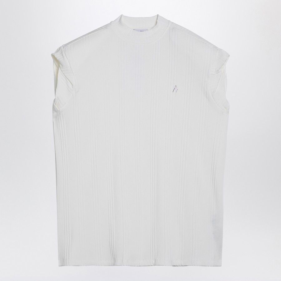 The Attico o1d2blof1024 Sleeveless Cotton Tank Top With Logo In White Size S / US 4 / IT 40 - 1 Thumbnail