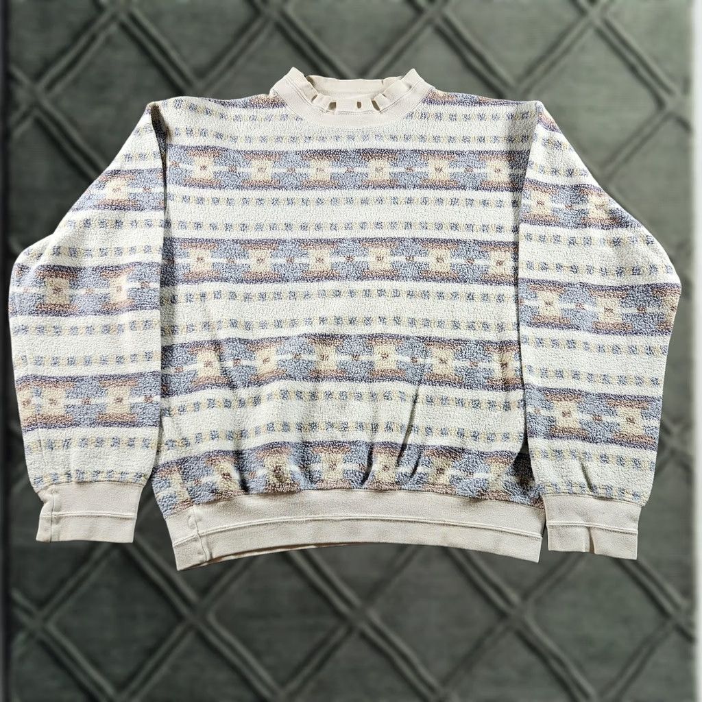 Vintage Woolrich Sweater Mens Medium White Geometric Knit Mock Neck Pullover Winter Size US M / EU 48-50 / 2 - 1 Thumbnail