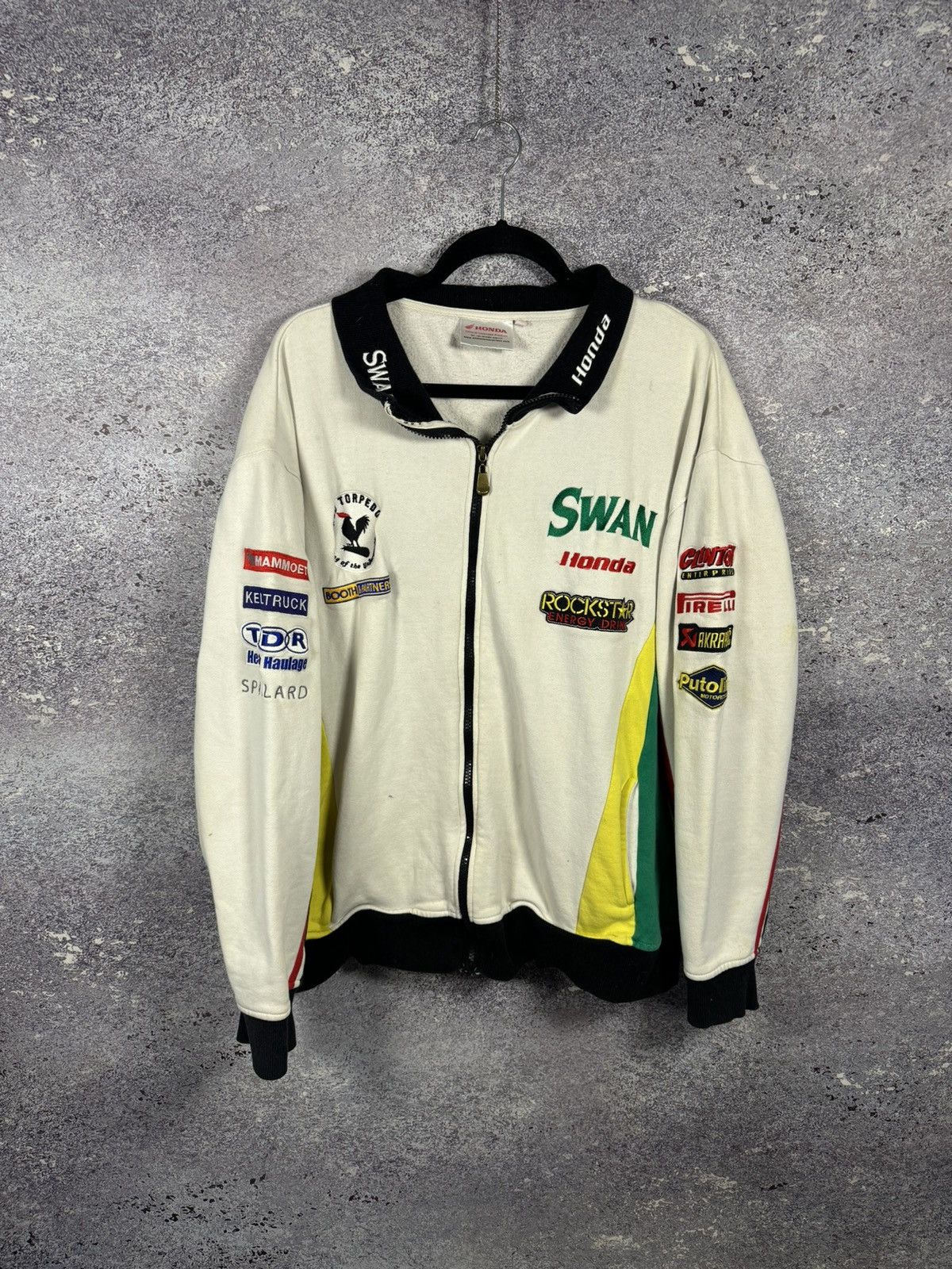 Honda × Vintage SWAN HONDA MOTOR SUPERBIKE RACING JACKET LONG SLEEVE FULL ZP Size US XL / EU 56 / 4 - 1 Thumbnail