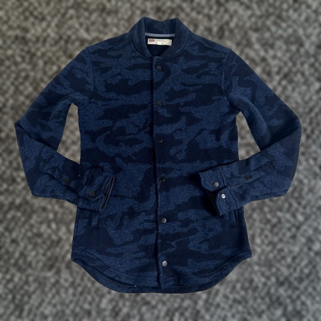 Levi's Levi's Shaket Thick Flannel Shirt Jacket Blue Black Camo Snap L/S Mens Small Jacket Men S Camouflage Bomber Shirt Size US S / EU 44-46 / 1 - 1 Thumbnail