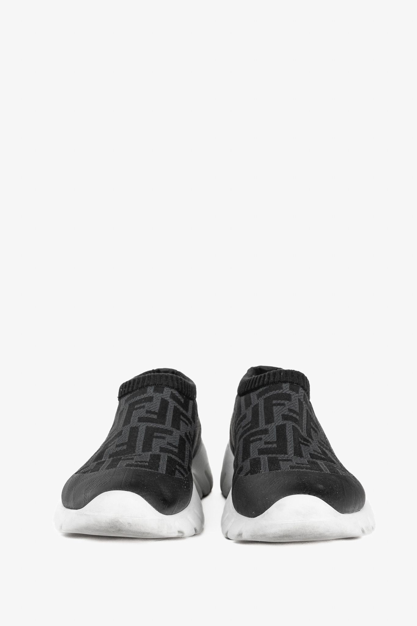 Fendi Fendi Grey & Black Forever Fendi FF Motif Slip-On Sneakers Size US 9 / EU 42 - 2 Thumbnail