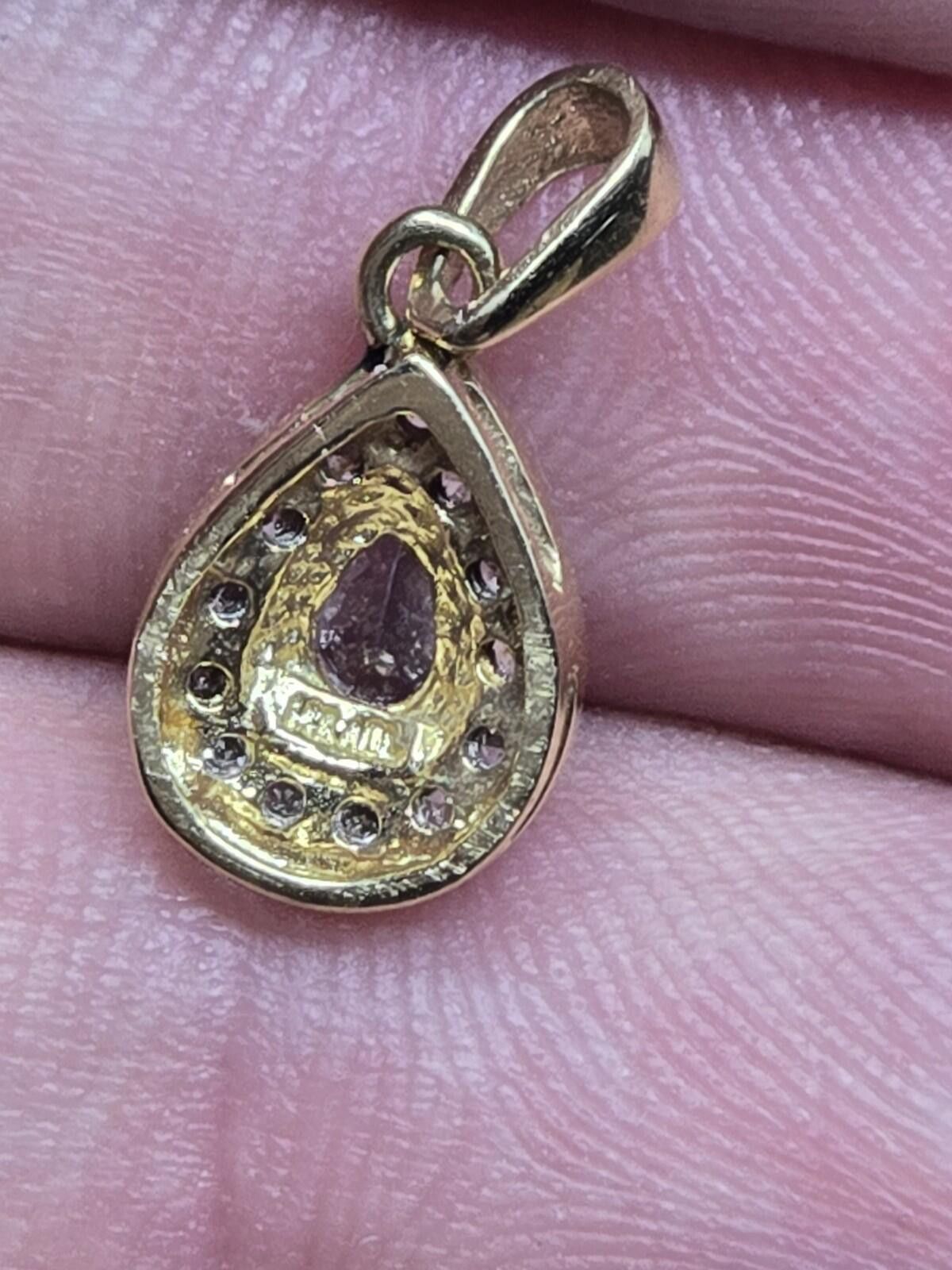 The Unbranded Brand 14k Gold Tanzanite Diamond Halo Pendant Pear Shape Size ONE SIZE - 3 Thumbnail