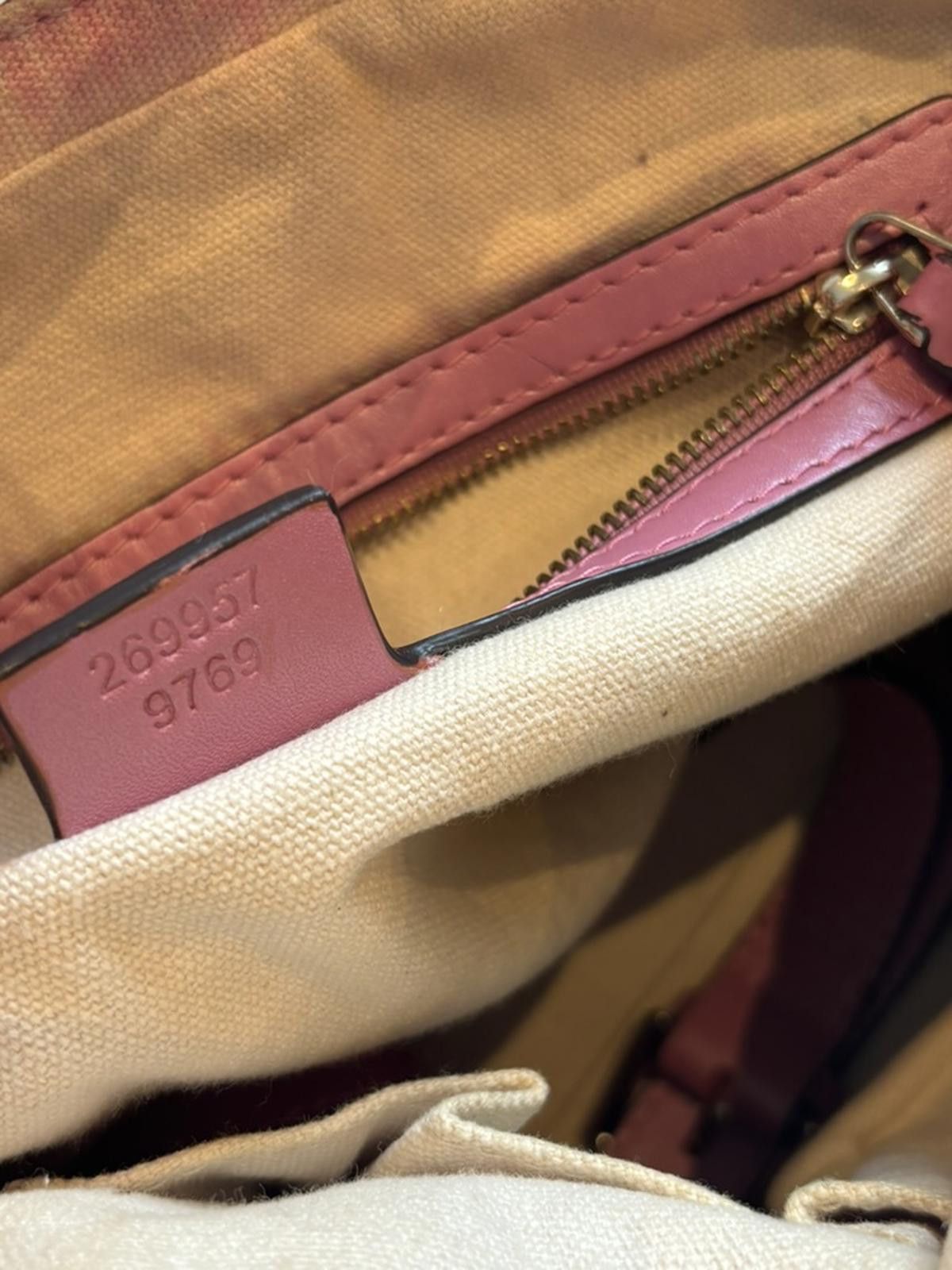 Gucci Gucci - Beige GG Monogram Canvas Tote Bag with Pink Leather Size ONE SIZE - 9 Thumbnail