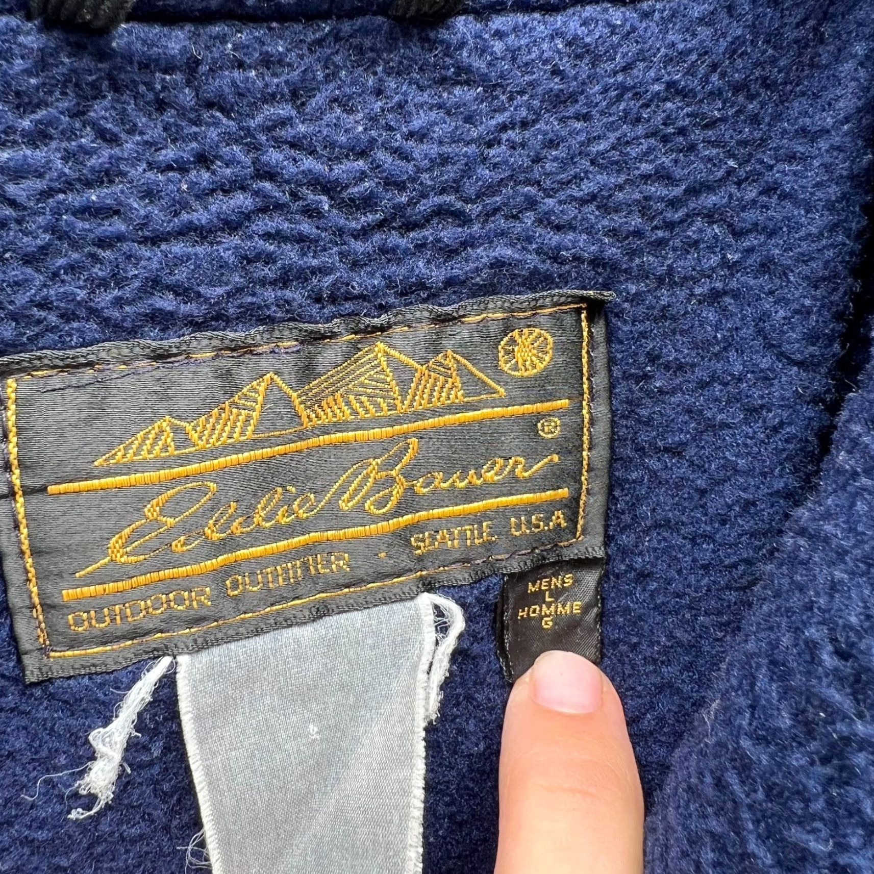 Eddie Bauer VINTAGE Eddie Bauer Jacket Men L Blue Full Zip Lined Sherpa 90s 80s Windbreaker Size US L / EU 52-54 / 3 - 6 Thumbnail
