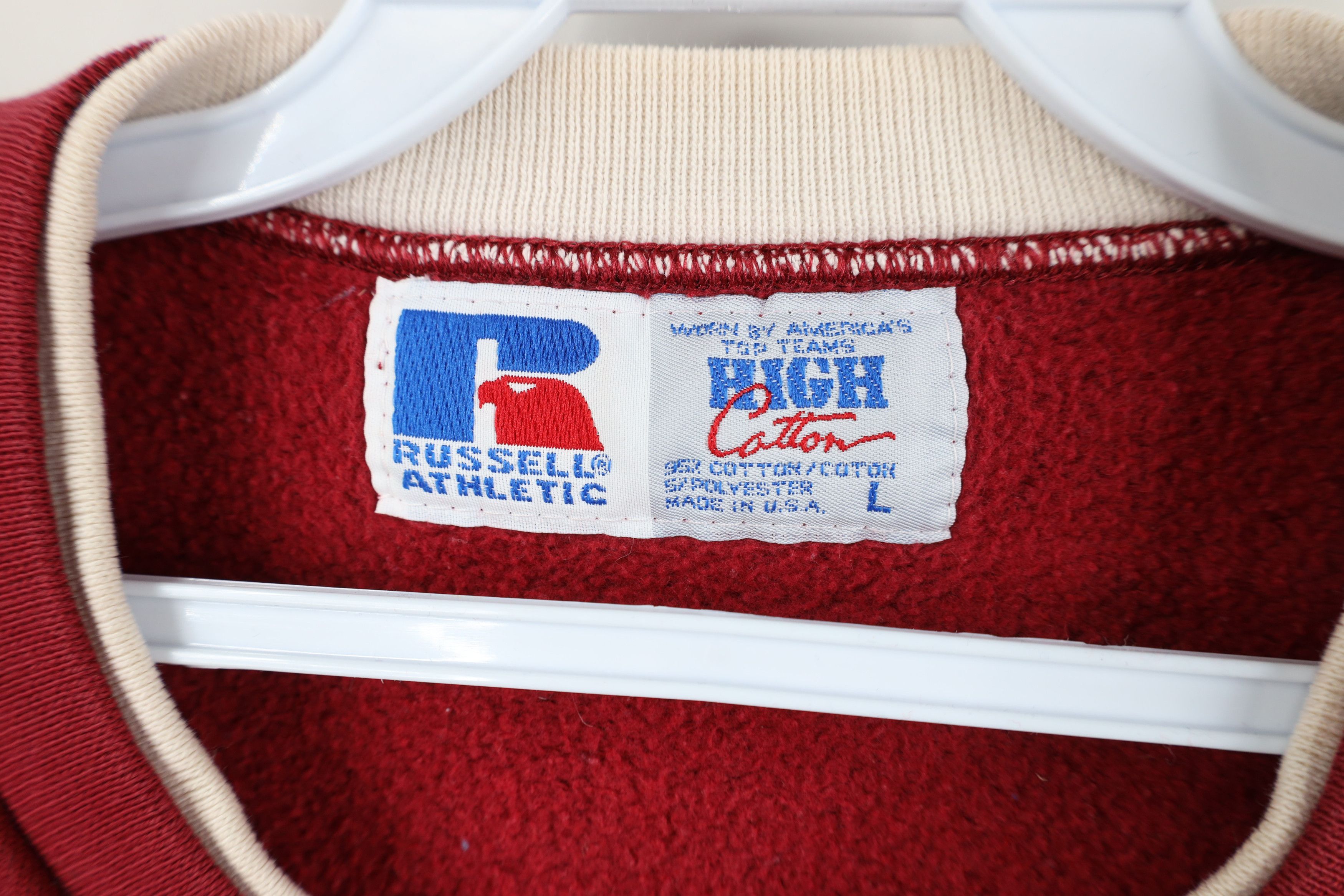 Russell Athletic Vintage 90s Russell Athletic Blank Henley Sweatshirt Red USA Size US L / EU 52-54 / 3 - 7 Thumbnail