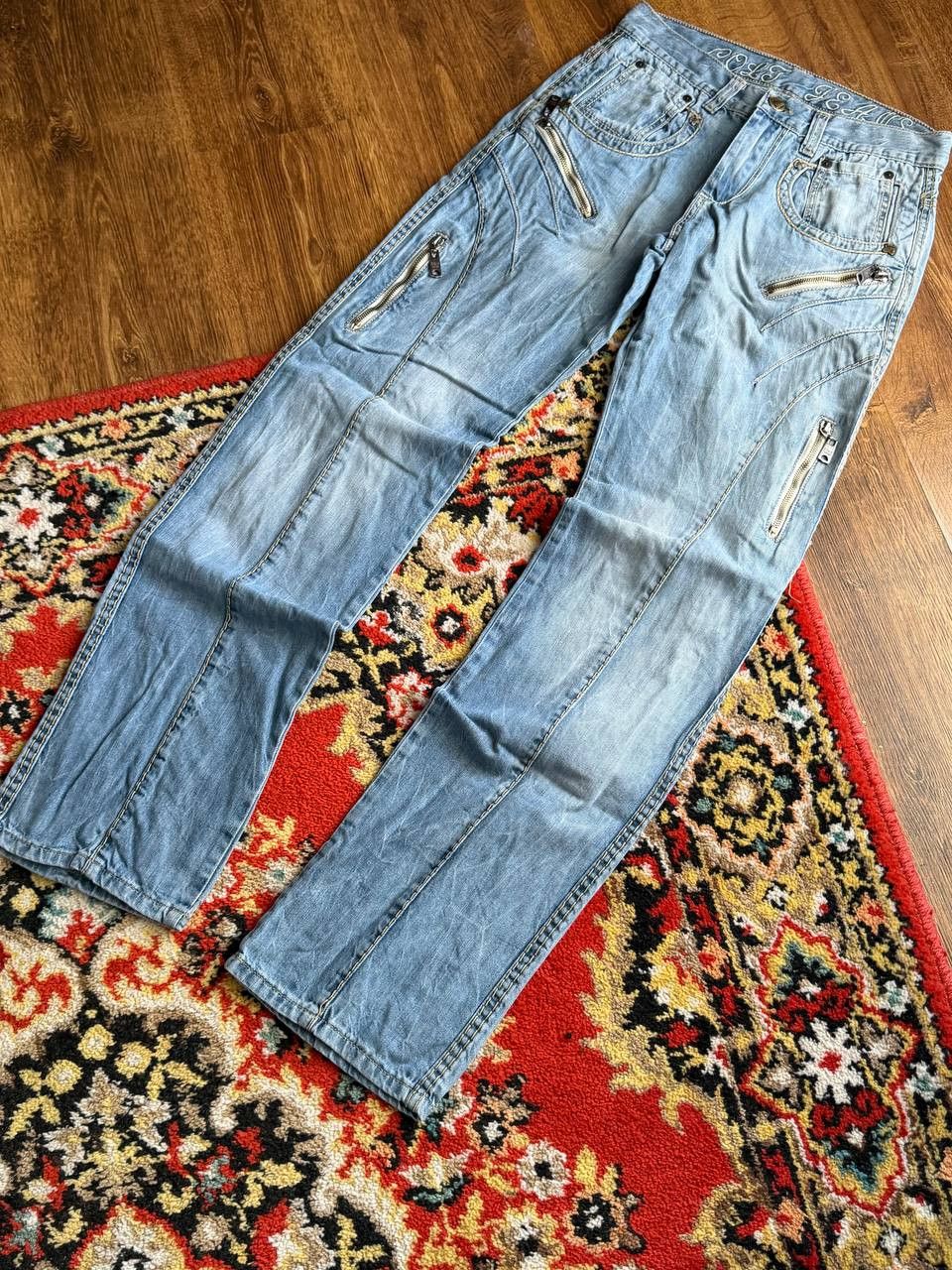 Japanese Brand Vintage 00's Streetwear Flared Bootcut Baggy Washed Jeans Size US 30 / EU 46 - 4 Thumbnail