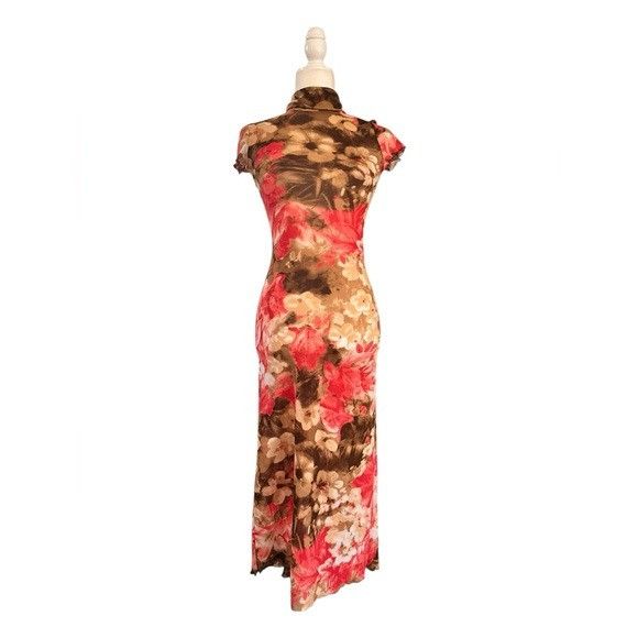 Other Vintage MOA MOA Floral Print Women's Midi Semi-Sheer Dress Size S / US 4 / IT 40 - 3 Thumbnail