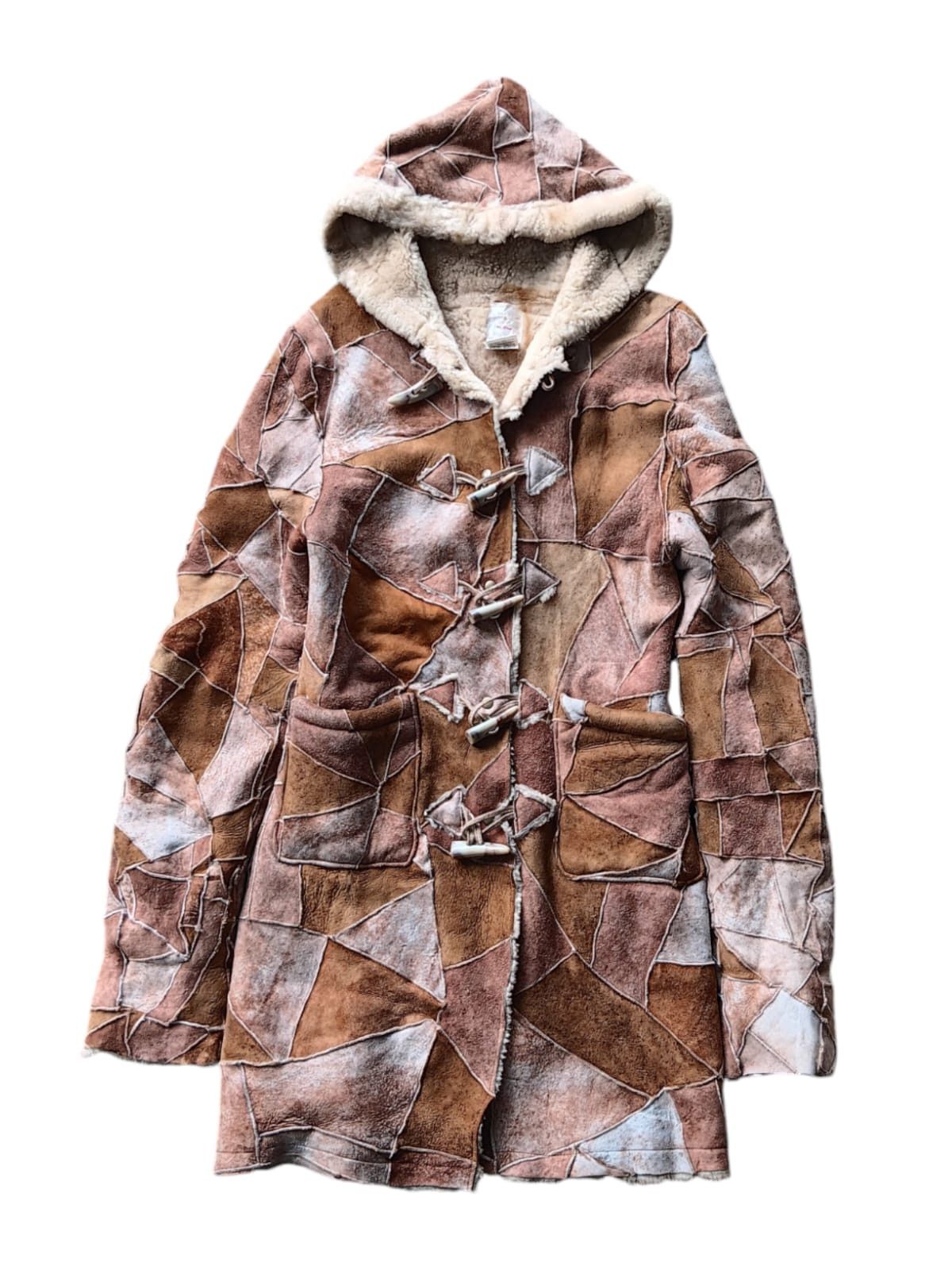 Japanese Brand Japanese peace&love patchwork sheepskin hooded jacket Size US S / EU 44-46 / 1 - 4 Thumbnail