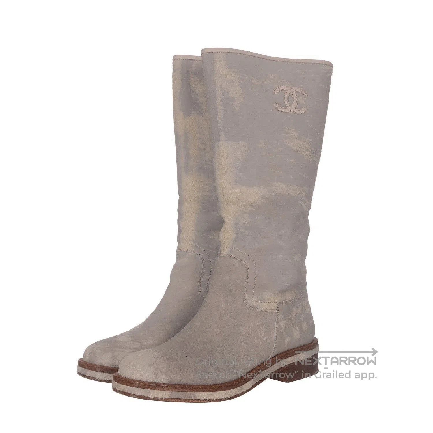 Chanel Chanel Light Gray Tall Boots 38.5. Size US 7.5 / IT 37.5 - 1 Thumbnail