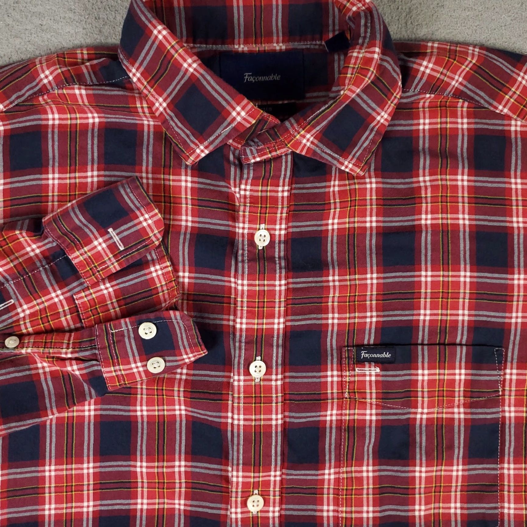 Faconnable Façonnable Red Plaid Button-Up Shirt Mens Medium Long Sleeve Casual Size US M / EU 48-50 / 2 - 2 Thumbnail