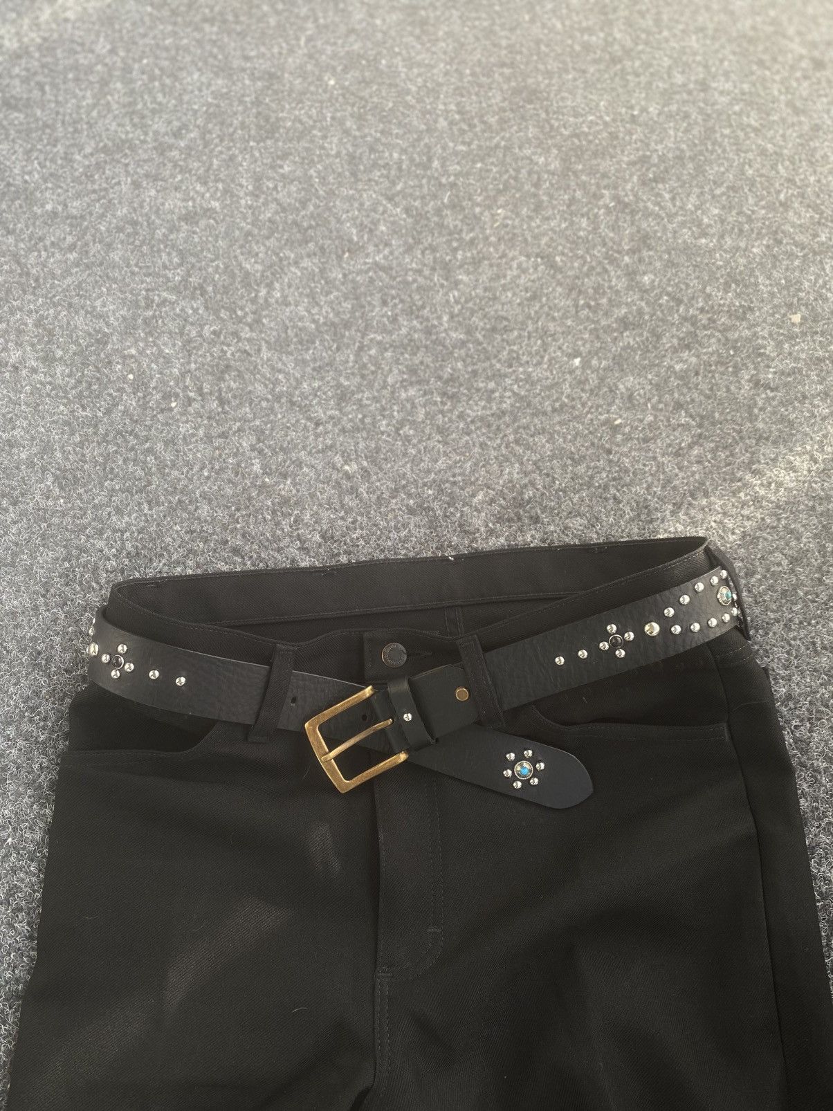 Handmade Western Studded Buffalo Leather Belt Size ONE SIZE - 2 Thumbnail