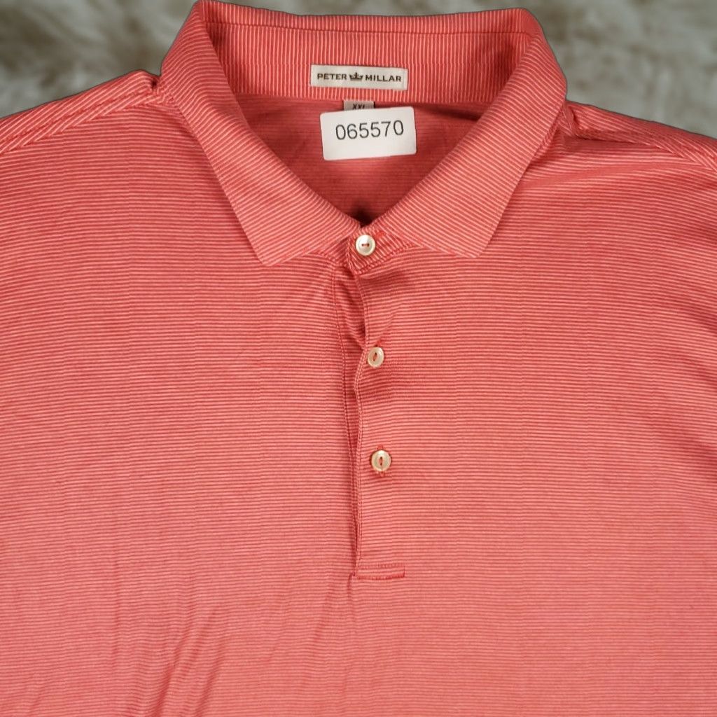 Peter Millar Peter Millar Polo Shirt Mens 2XL Pink Striped Golf Cotton Short Sleeve Shirt Size US XXL / EU 58 / 5 - 1 Thumbnail