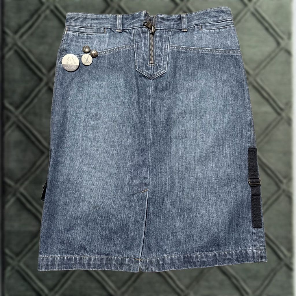 Armani Exchange Armani Exchange Skirt Blue Women Midi Pencil Slit Front Zipper - 6 Denim Cotton Blend Vintage - City Preppy, Fall Spring Summer Size 28" / US 6 / IT 42 - 1 Thumbnail