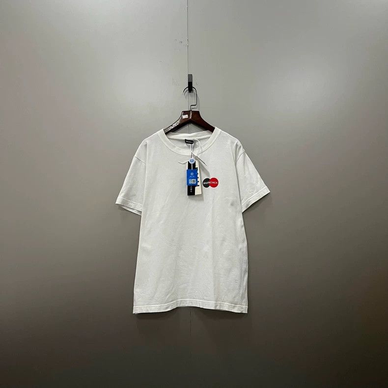 Balenciaga White Pattern Printed Logo Short Sleeve