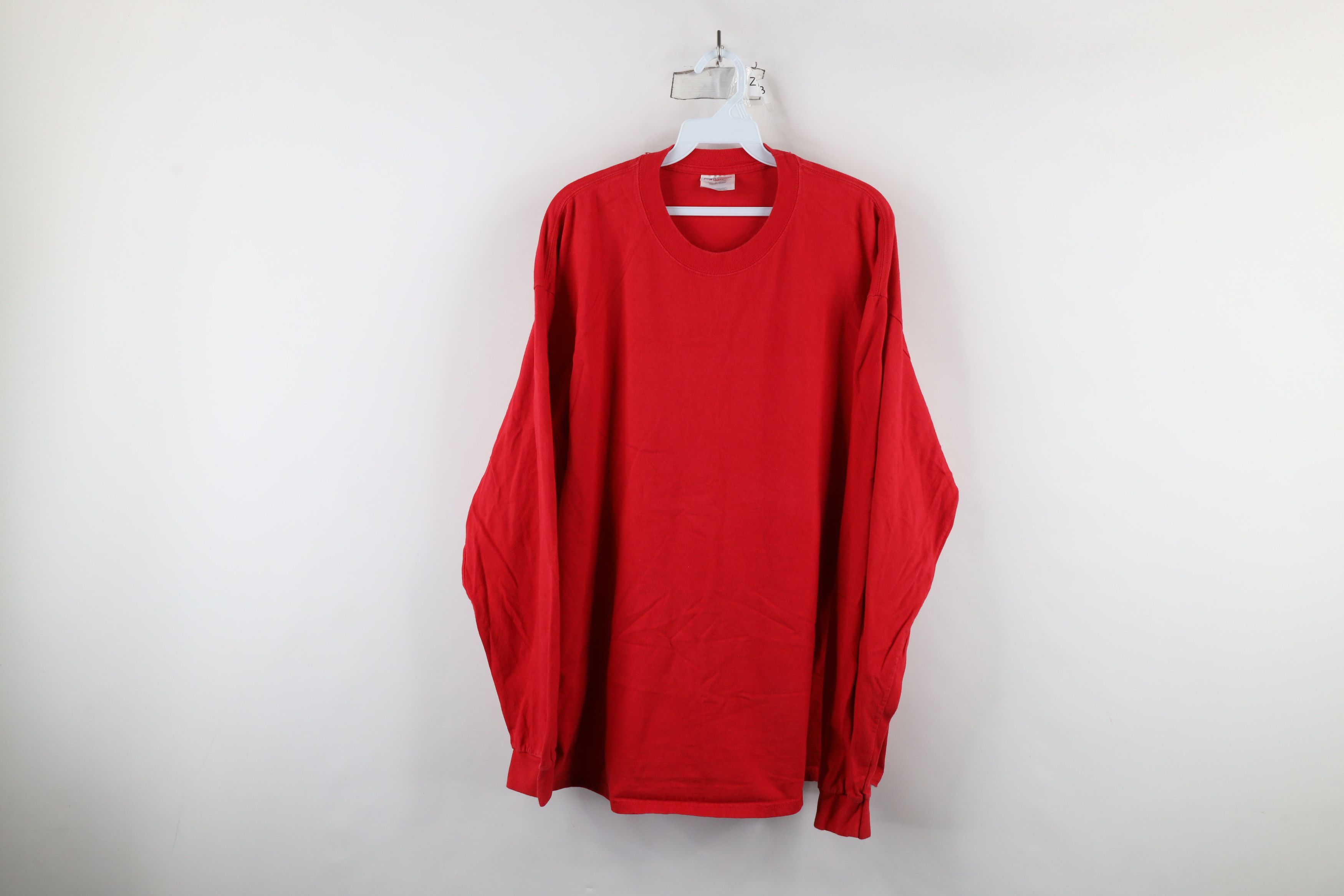 Hanes × Vintage Vintage 90s Hanes Beefy Blank Cotton Long Sleeve T-Shirt Red Size US XL / EU 56 / 4 - 1 Thumbnail