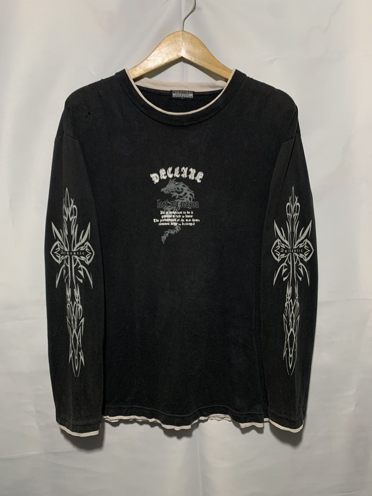 If Six Was Nine Y2k Practical tribal cross dragon double layer gothic shirt Size US L / EU 52-54 / 3 - 1 Thumbnail