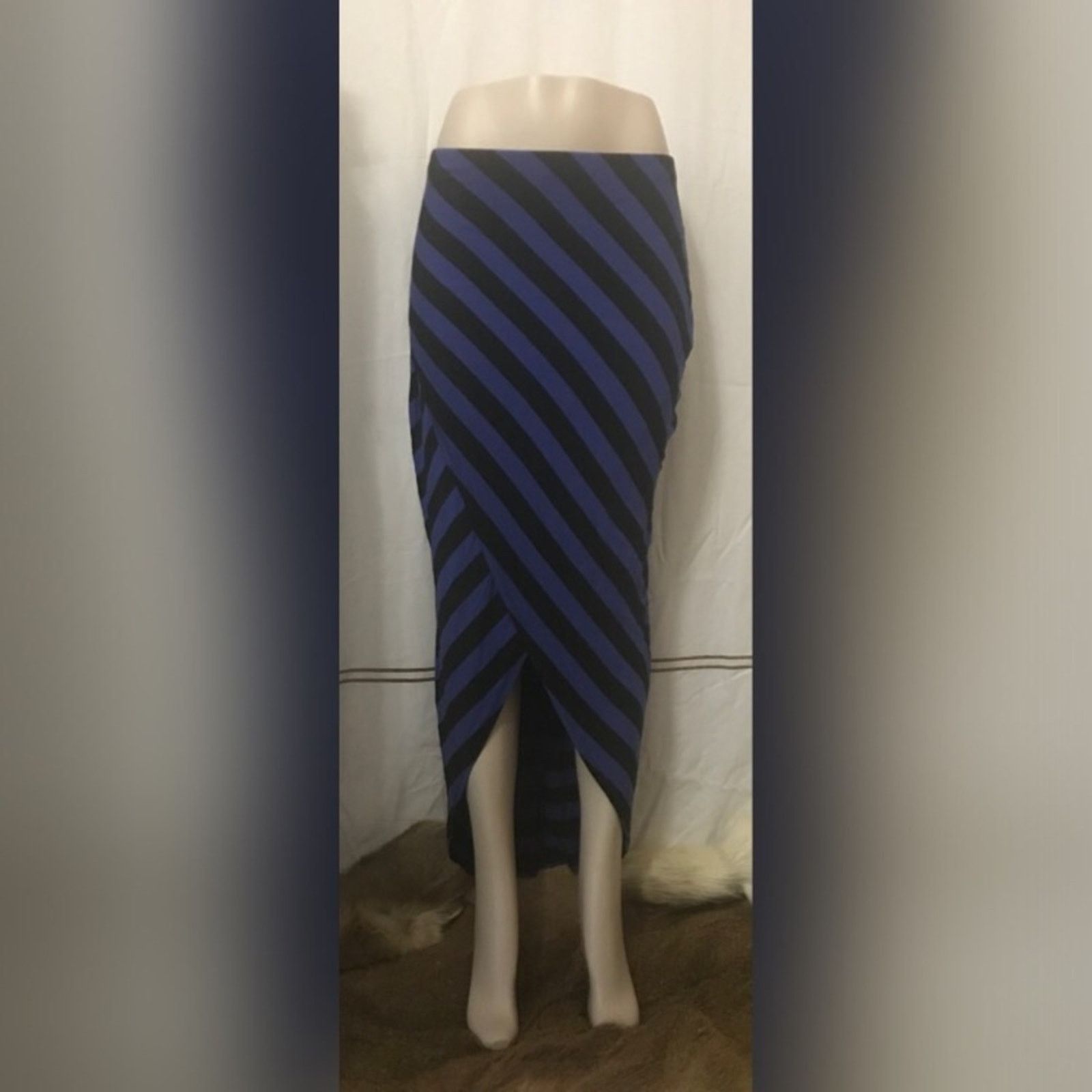 Other Love Fire Purple & Black Striped Wrap Maxi Skirt Size 26" / US 2 / IT 38 - 1 Thumbnail