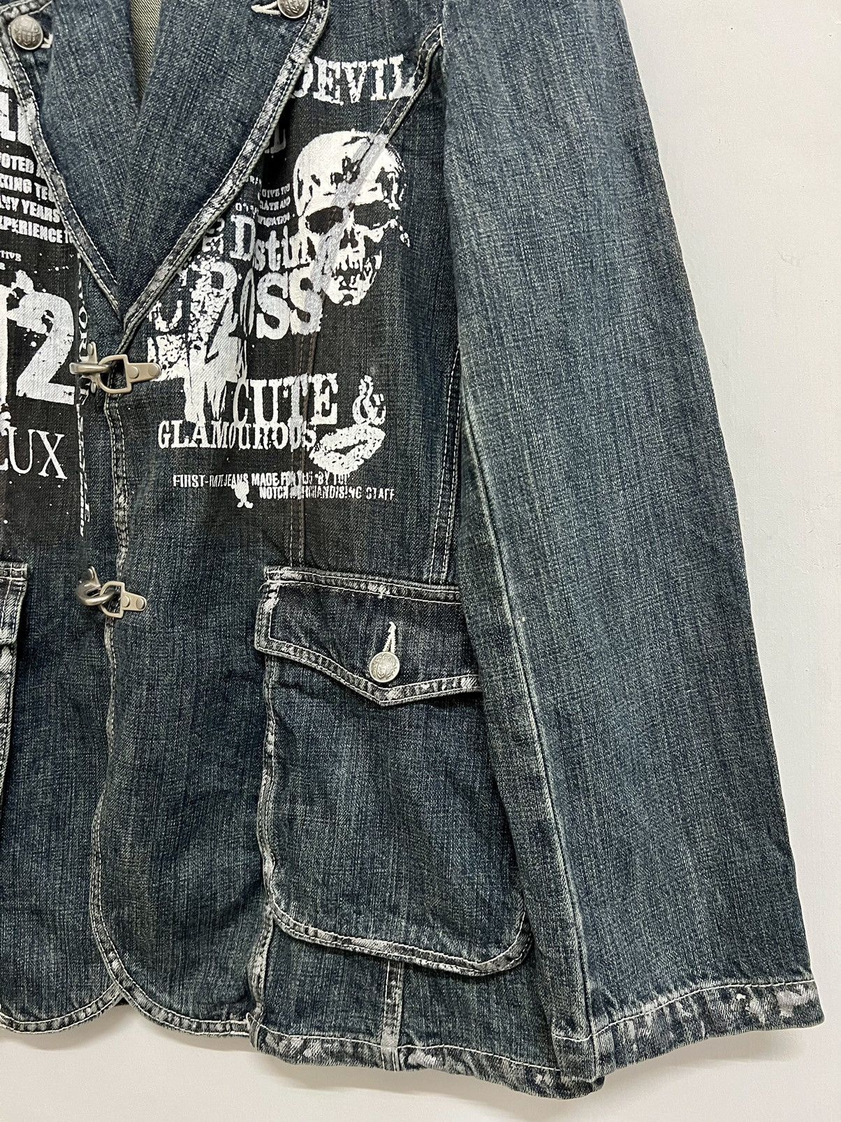 14th Addiction × If Six Was Nine × Japanese Brand Vintage Impulse Pleasure Funny Devil Skull Denim Jacket Size US M / EU 48-50 / 2 - 5 Thumbnail