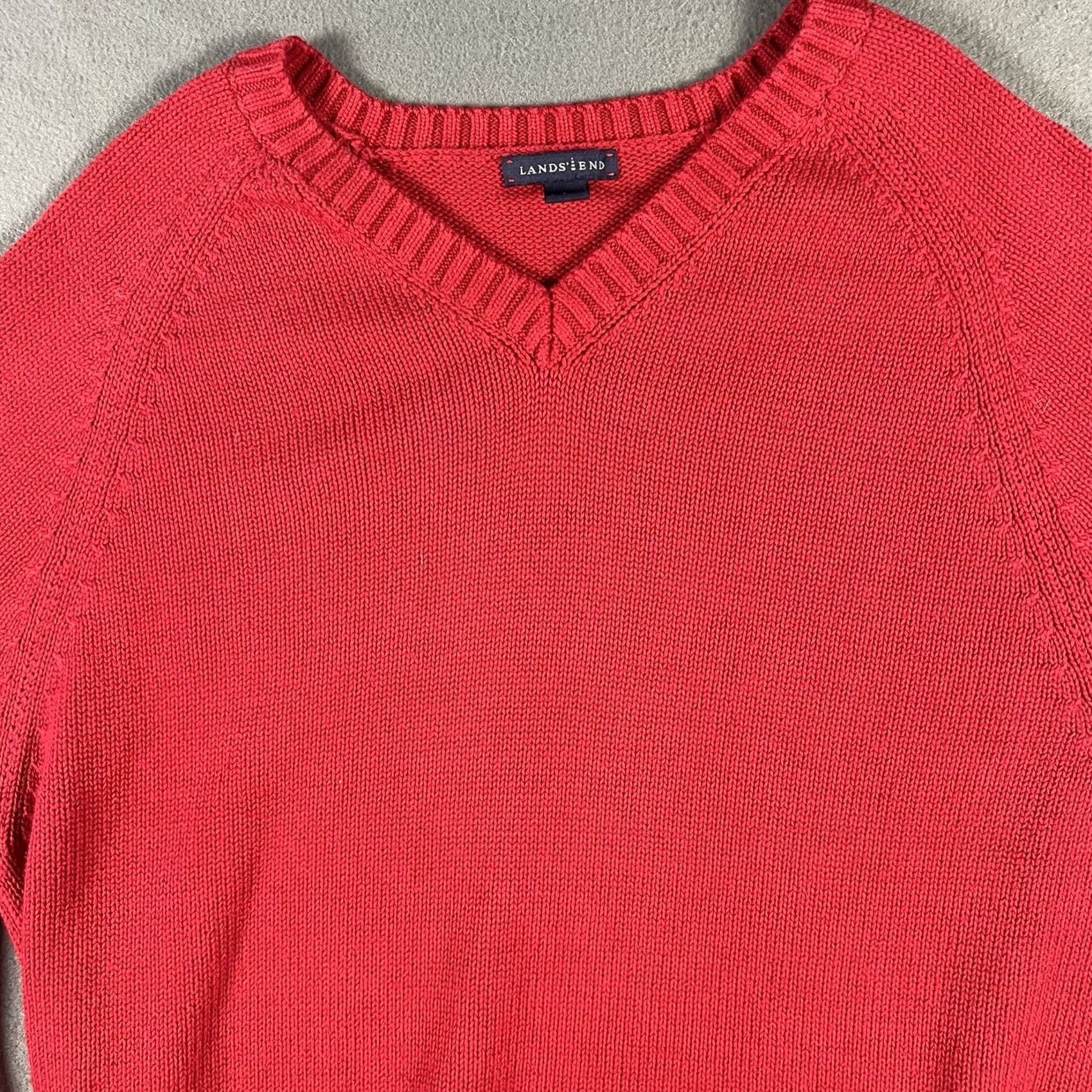 Lands' End Lands' End Pullover Sweater Large 42-44 Red 100% Cotton Thick Preppy Dad Men Size US L / EU 52-54 / 3 - 2 Thumbnail