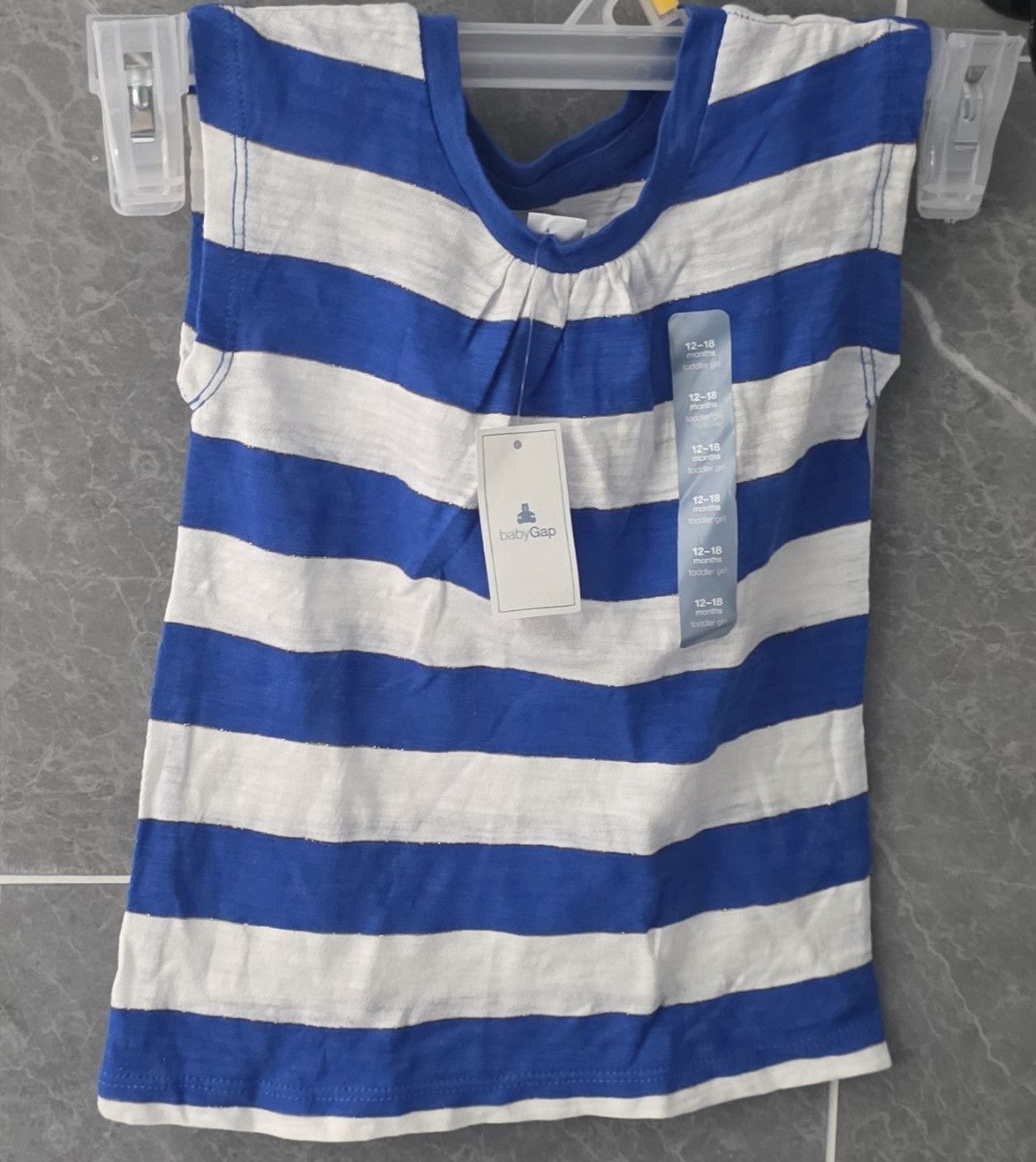 Gap NWT Baby GAP Girl's Blue White Gold Stripe Tank 12-18 Months Size ONE SIZE - 1 Thumbnail